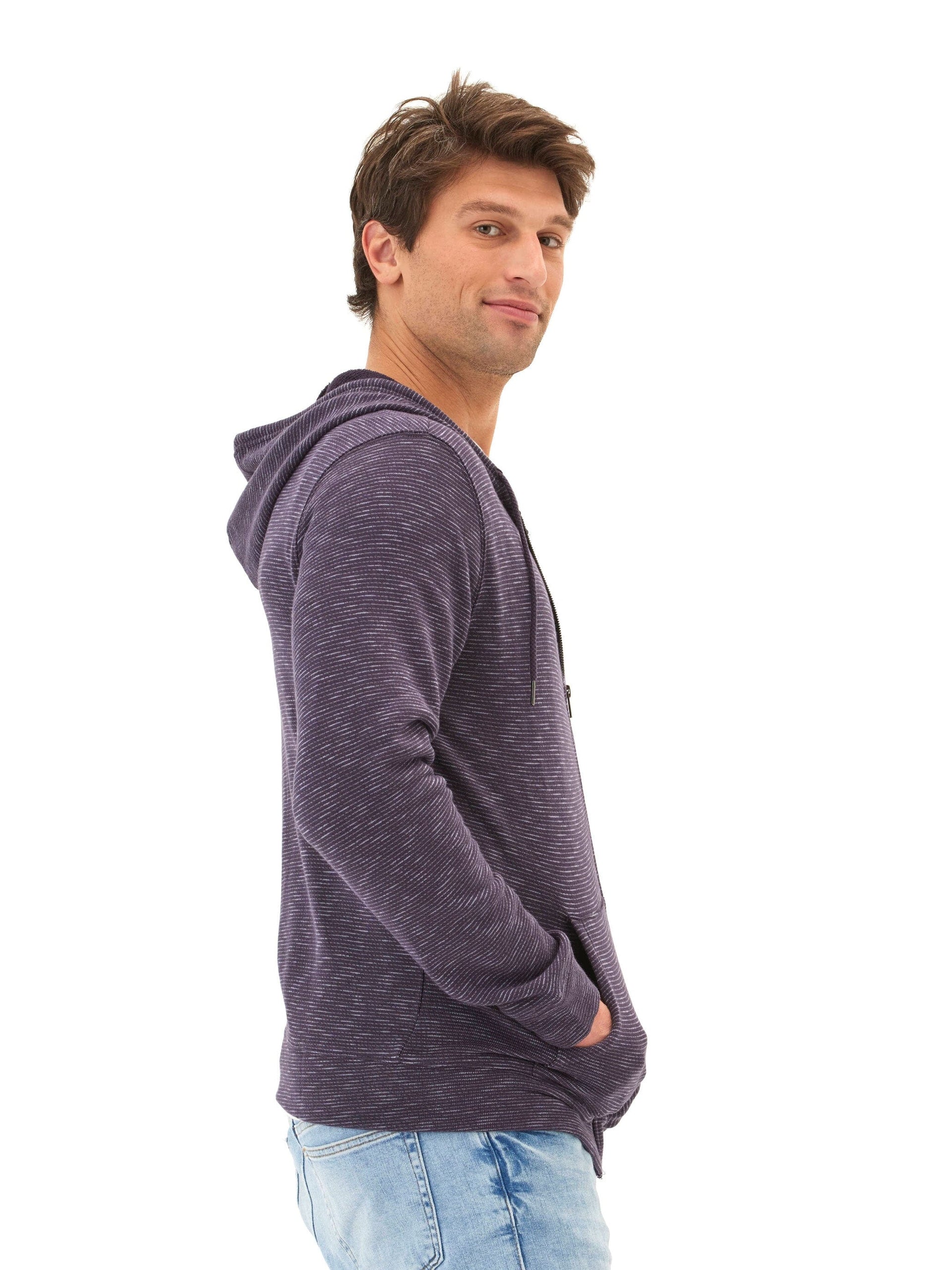 Jordyn Stripe Terry Full Zip Hoodie - Organic Cotton Layering