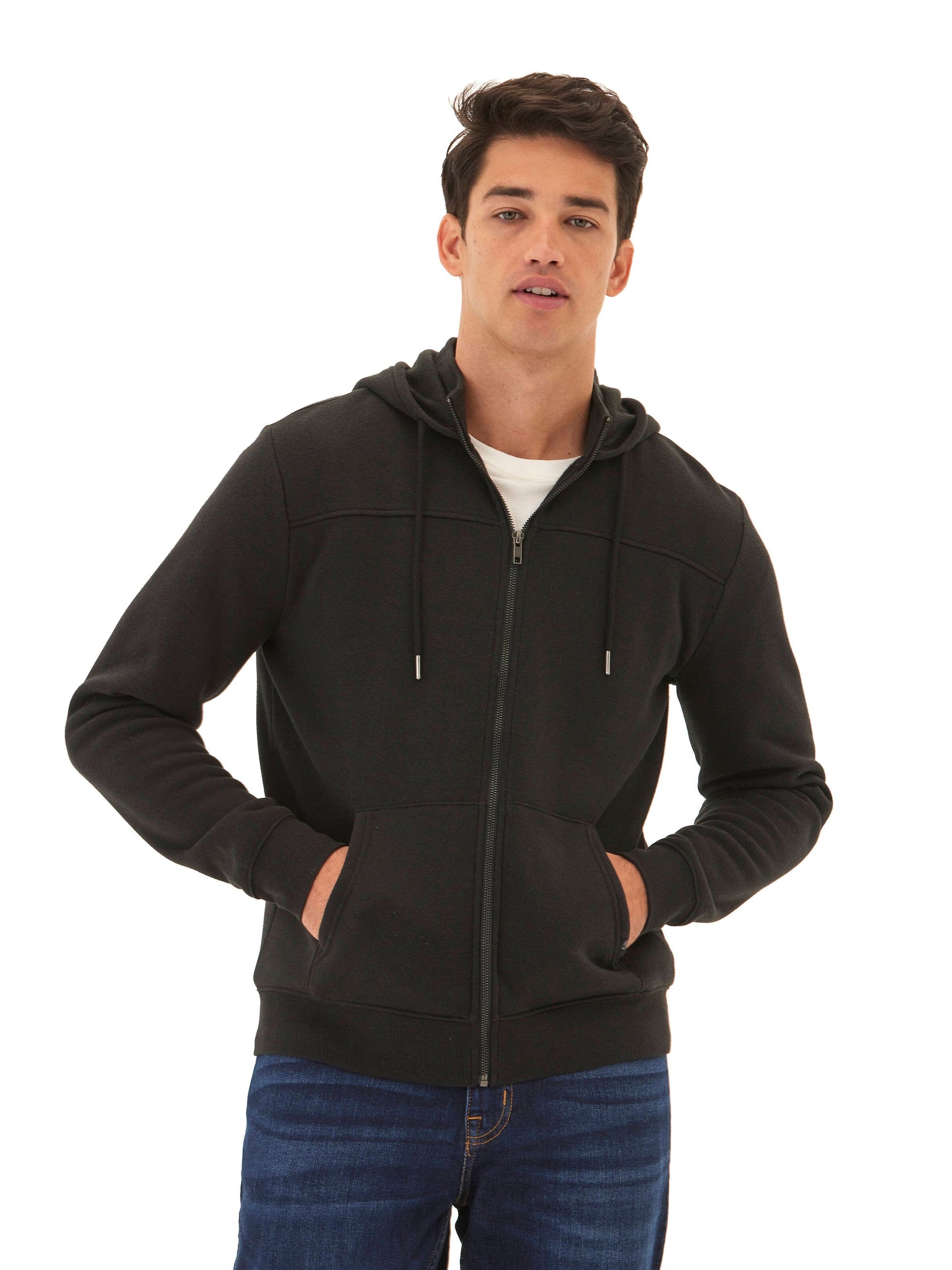 Close-up of the Dante Triblend Fleece Zip Hoodie showing the soft fabric texture and front zipper detail