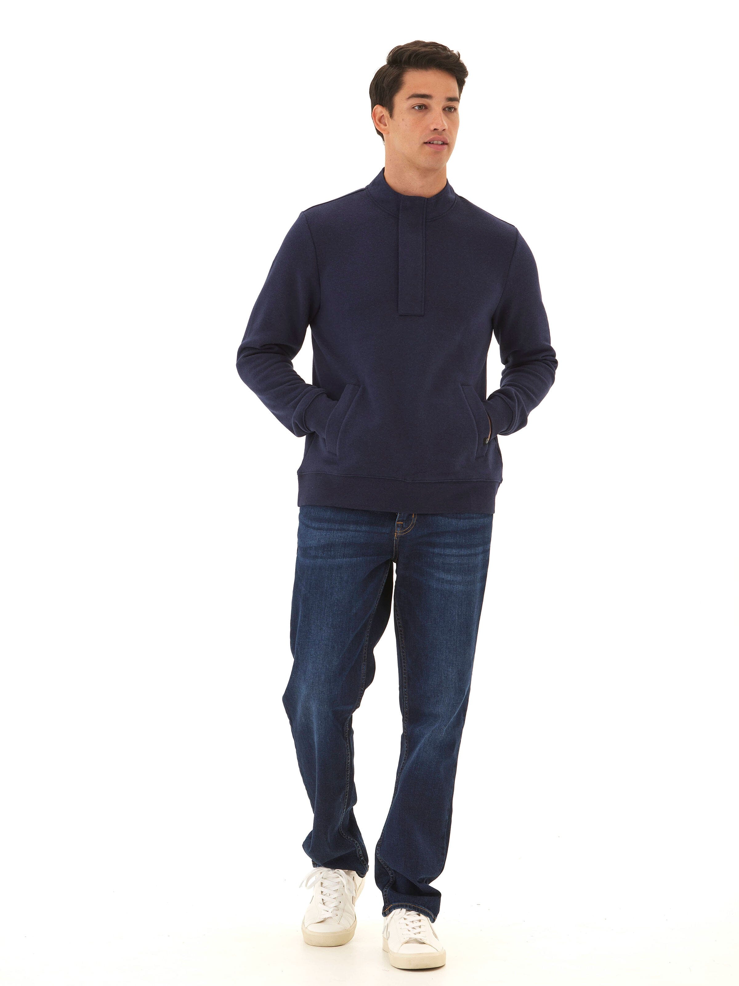 Kason Men’s Triblend Fleece 1/4 Zip Pullover in Navy Heather
