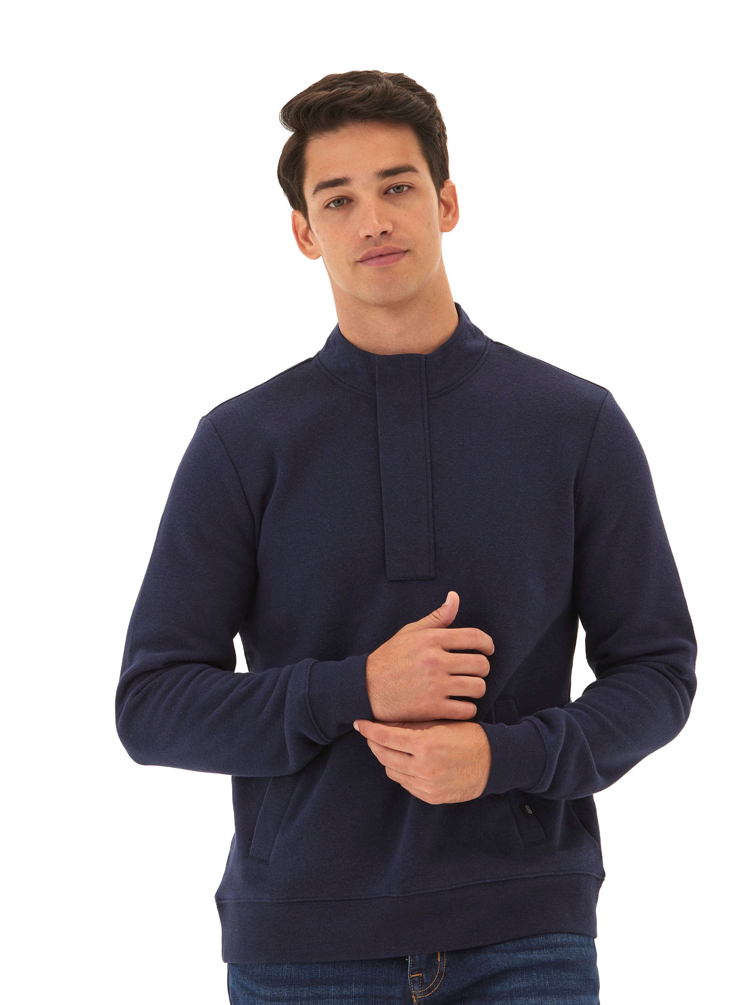 Kason Men’s Triblend Fleece 1/4 Zip Pullover in Navy Heather