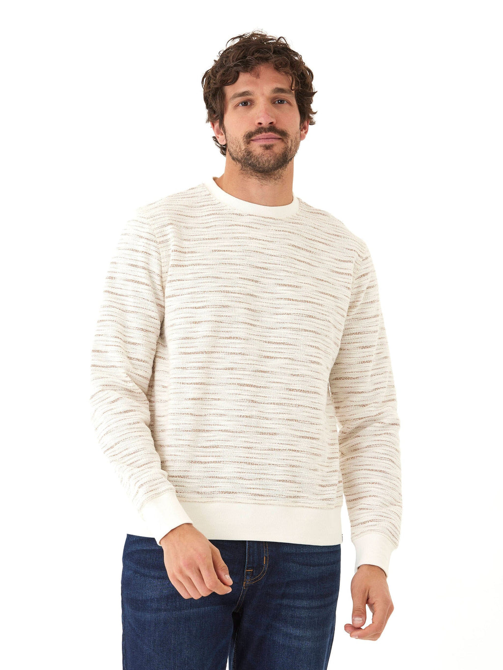 Shoreline Terry Crew Pullover with Subtle Striped Texture