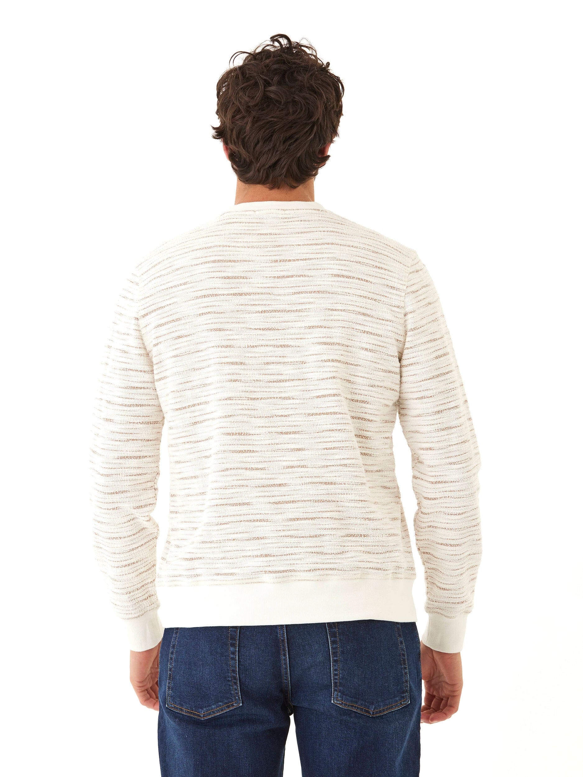 Shoreline Terry Crew Pullover with Subtle Striped Texture