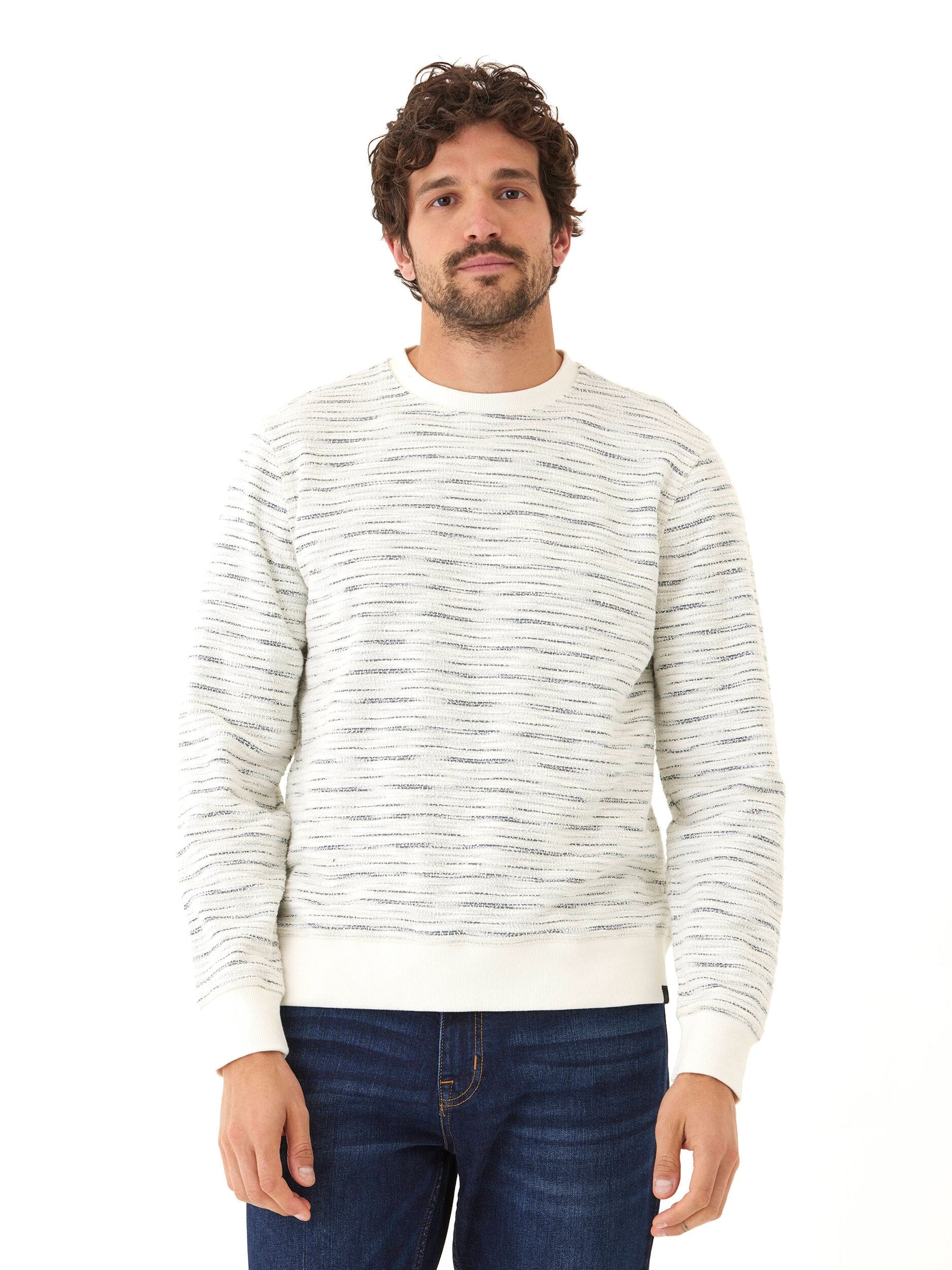Men's Jovan Shoreline Terry Crew Pullover Striped