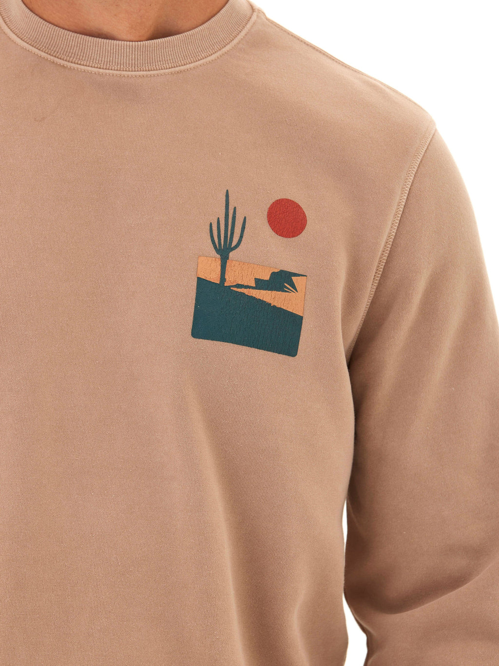 Mineral Wash Graphic Fleece Crew Pullover Sweatshirt