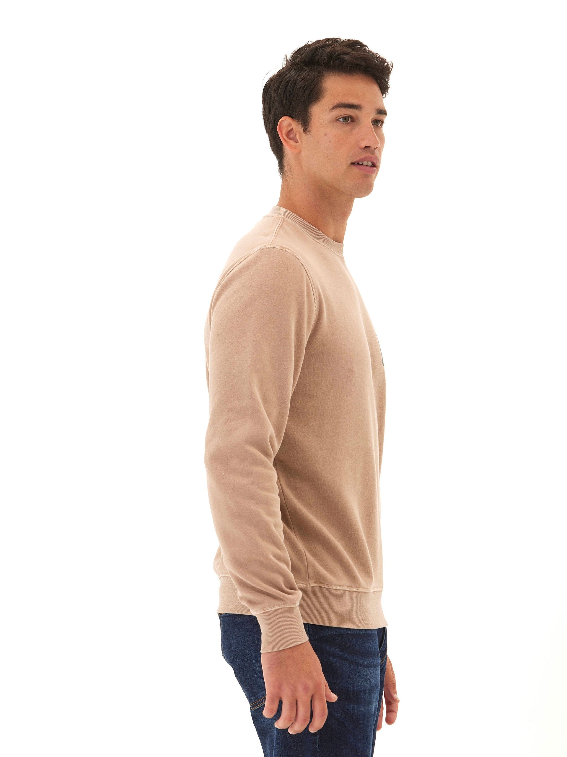 Mineral Wash Graphic Fleece Crew Pullover Sweatshirt