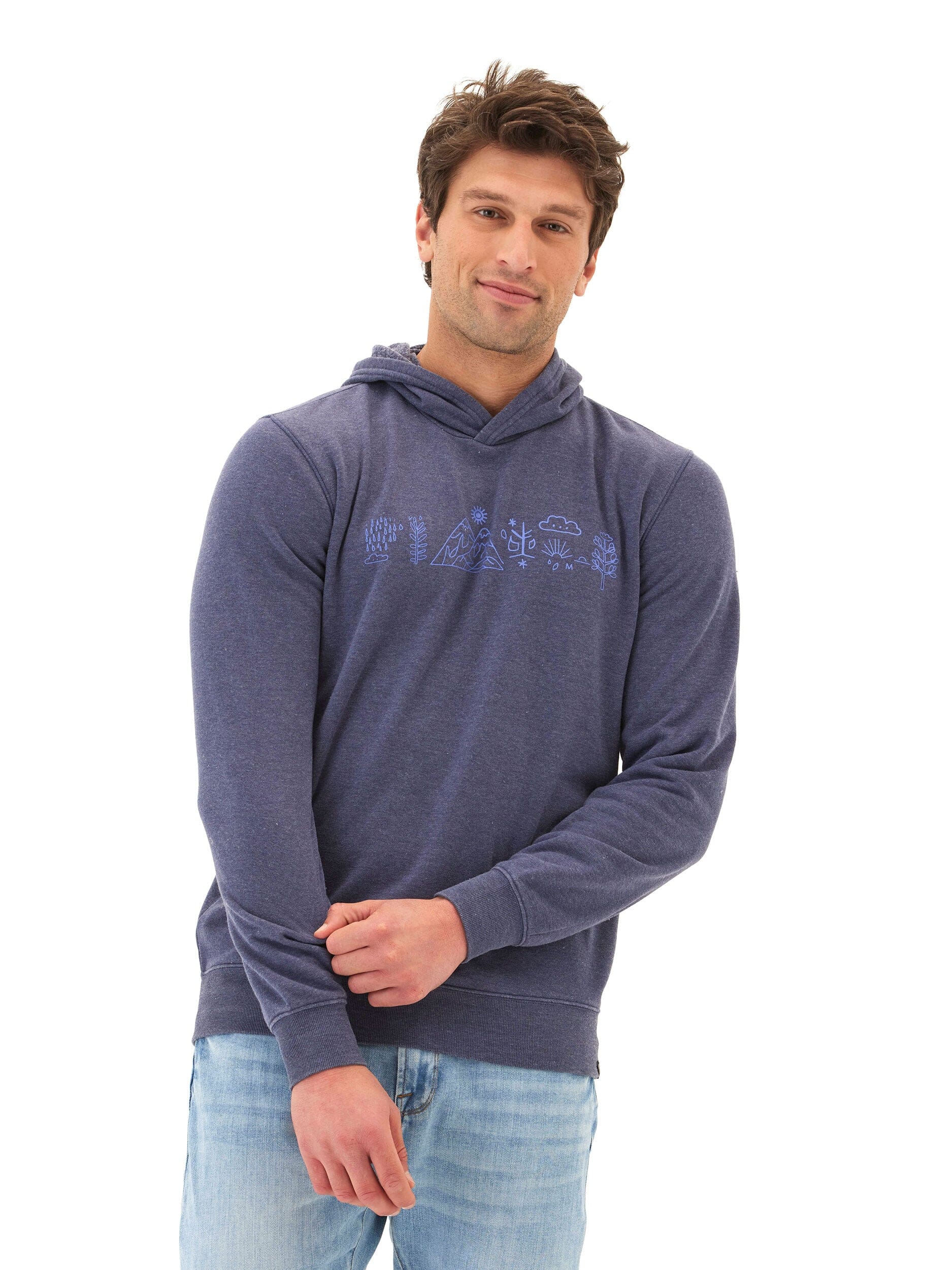 Close up of a soft mineral wash hoodie featuring a clean graphic print and comfortable fleece texture.