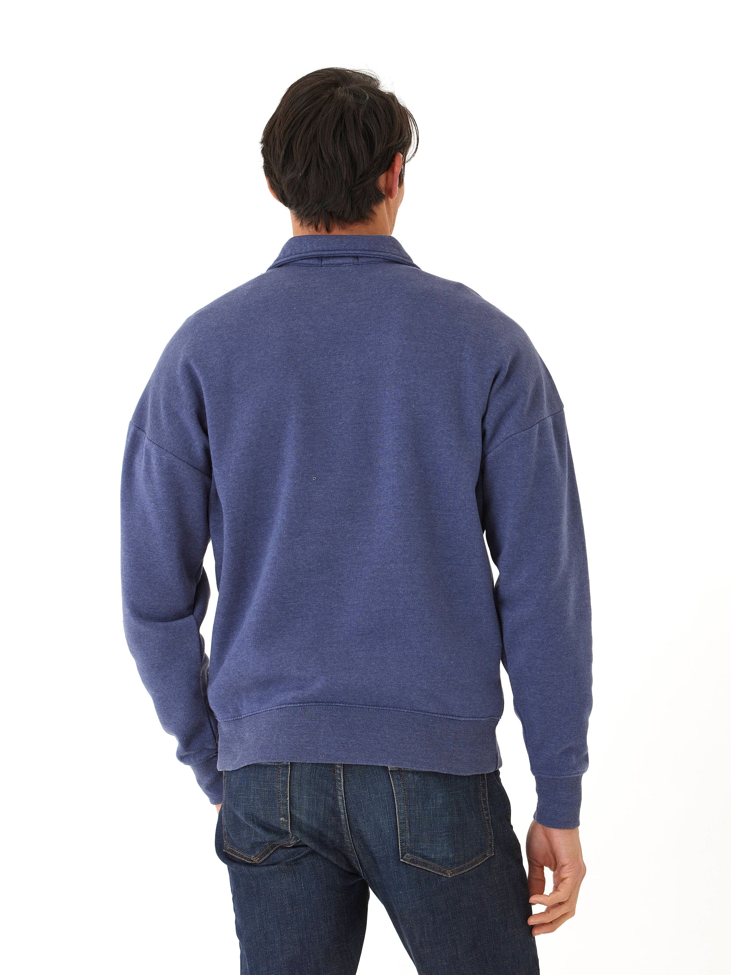 Gabe Mineral Wash Fleece 1/4 Zip Pullover in Blue