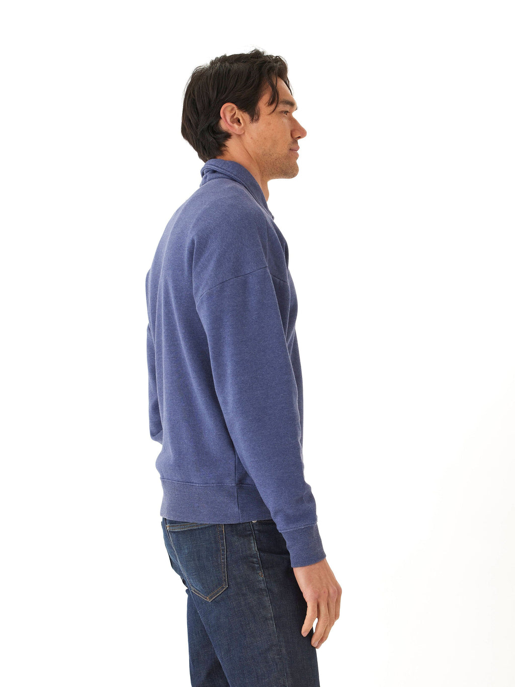 Gabe Mineral Wash Fleece 1/4 Zip Pullover in Blue