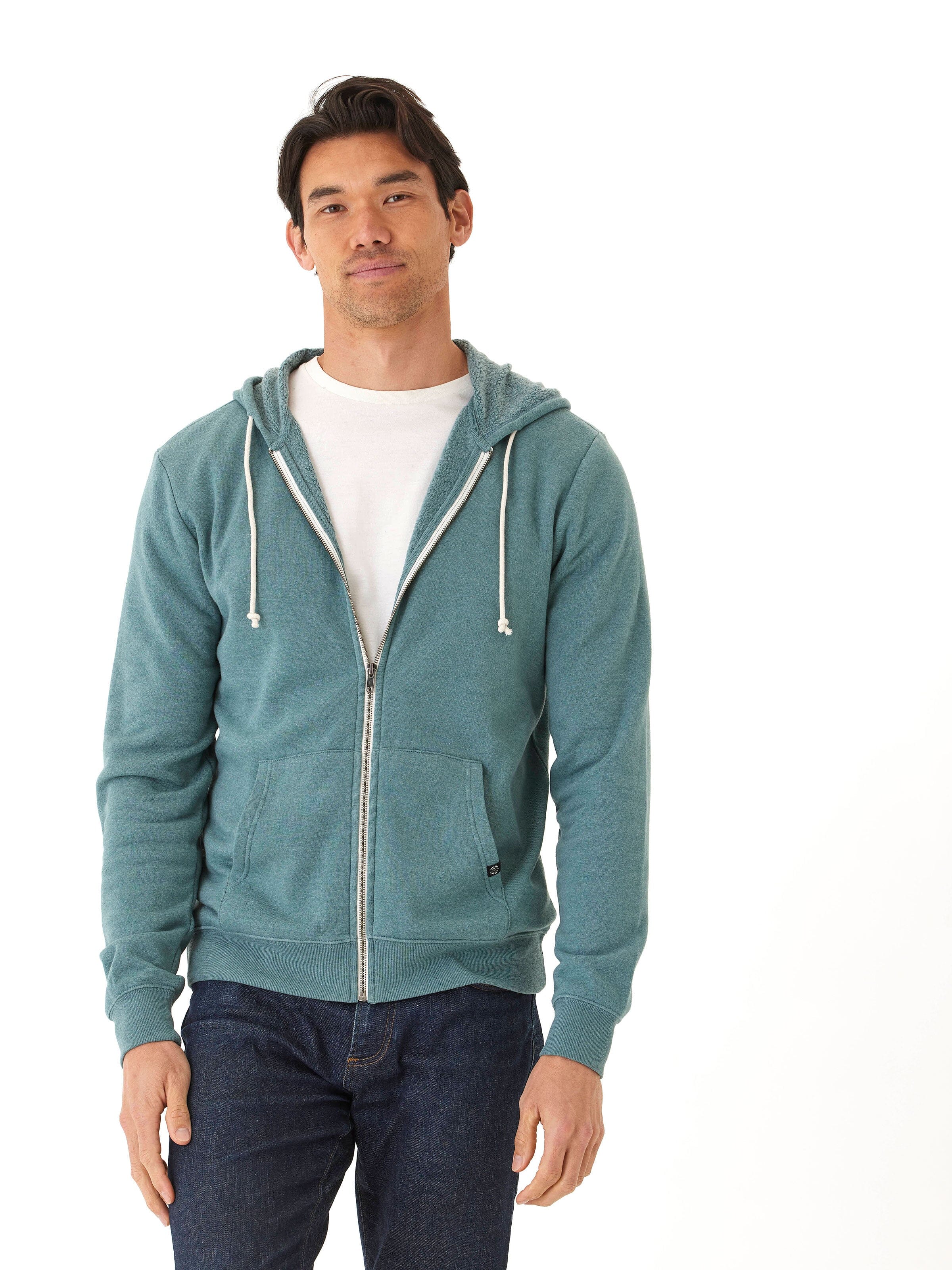 Jordyn Mineral Wash Full Zip Fleece Hoodie for Men