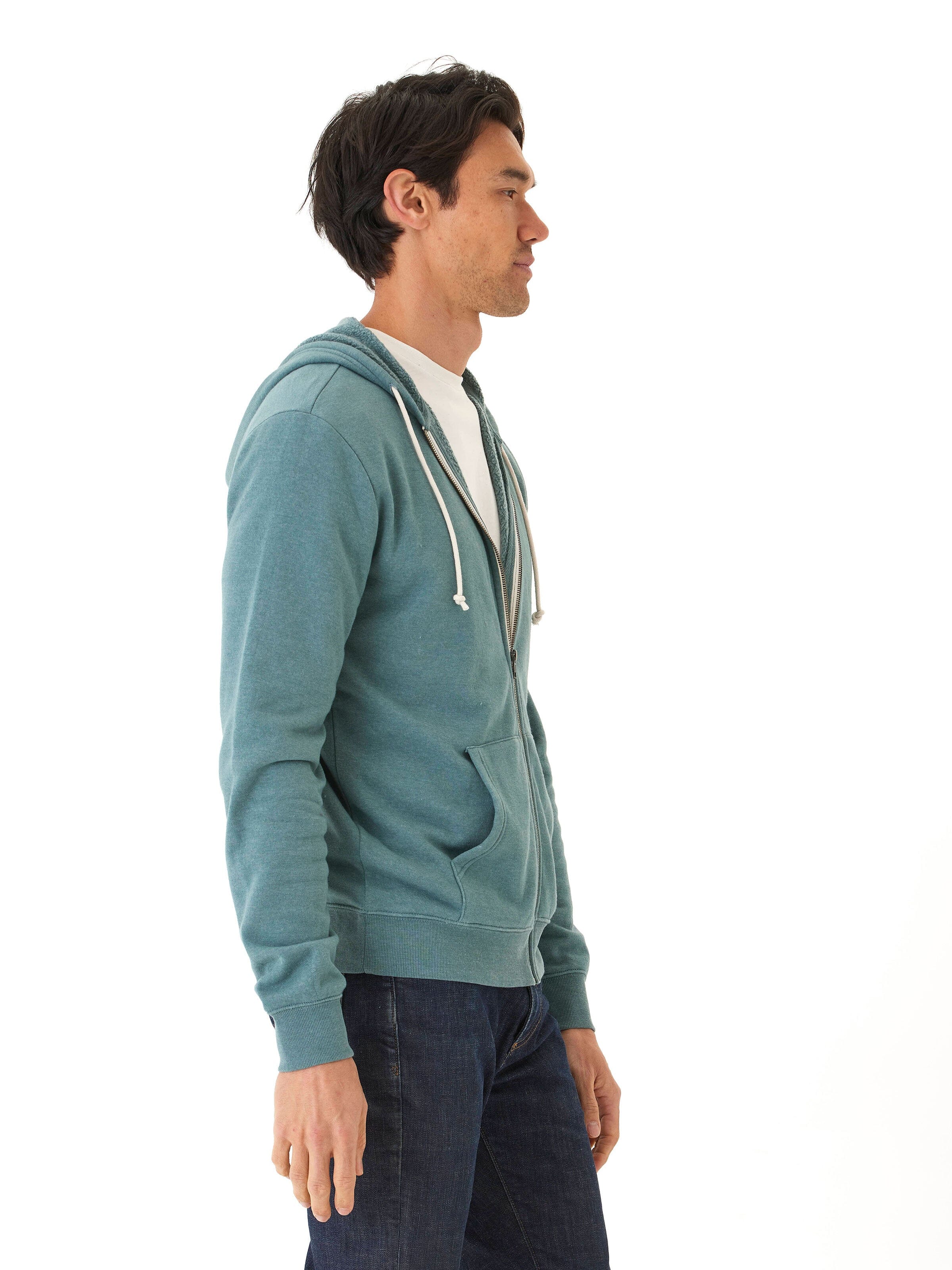 Jordyn Mineral Wash Full Zip Fleece Hoodie for Men