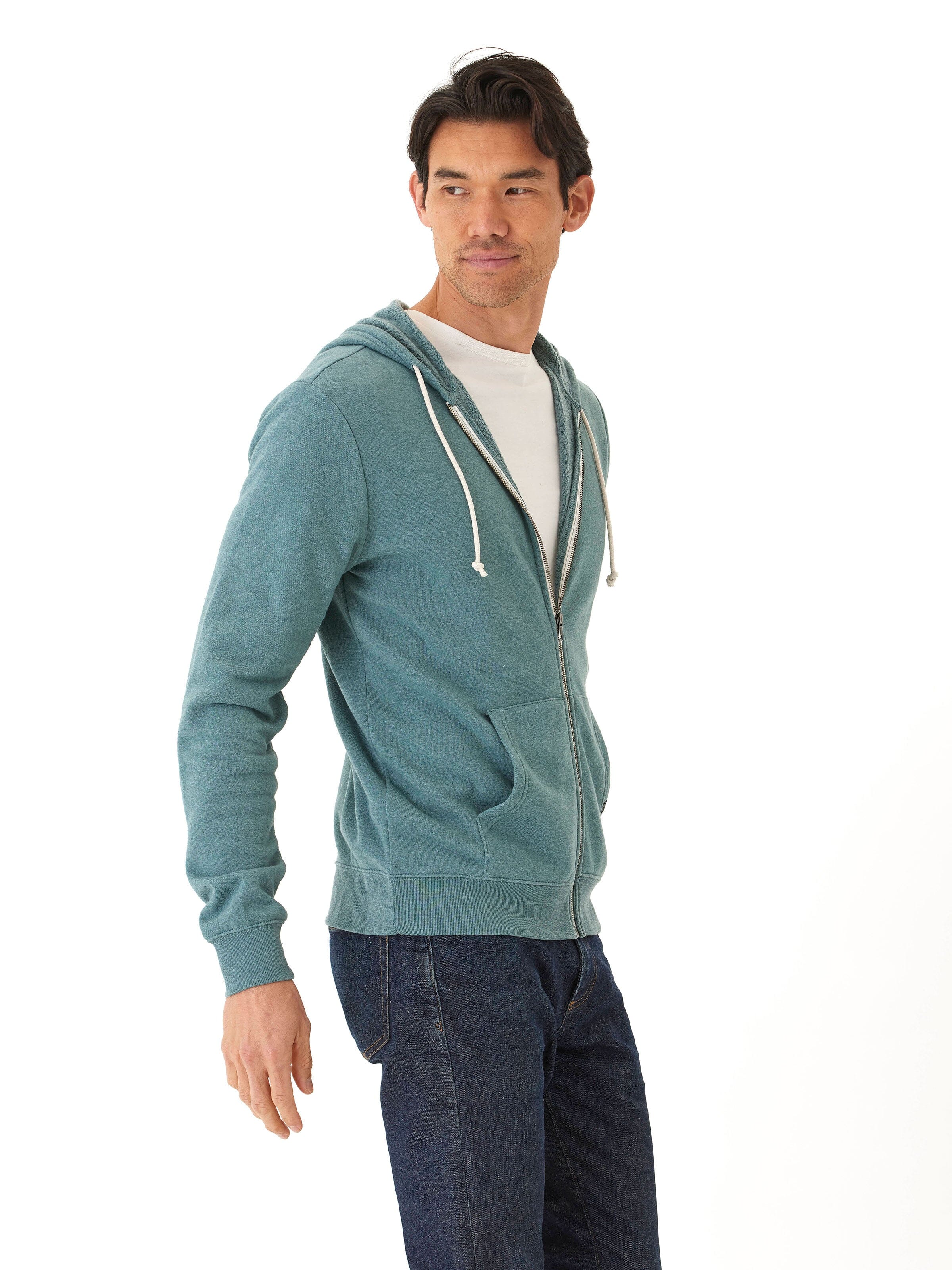 Jordyn Mineral Wash Full Zip Fleece Hoodie for Men