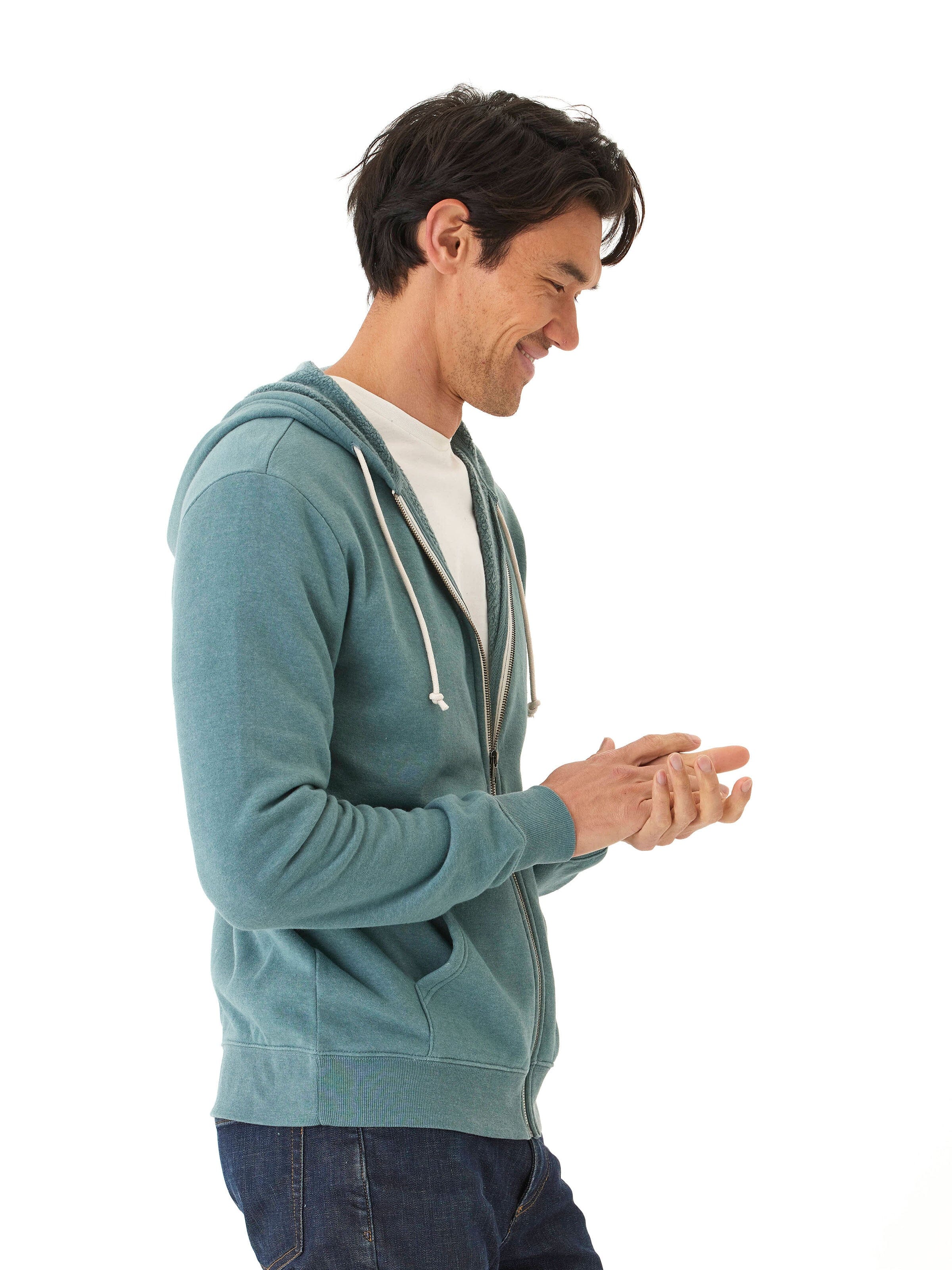 Jordyn Mineral Wash Full Zip Fleece Hoodie for Men