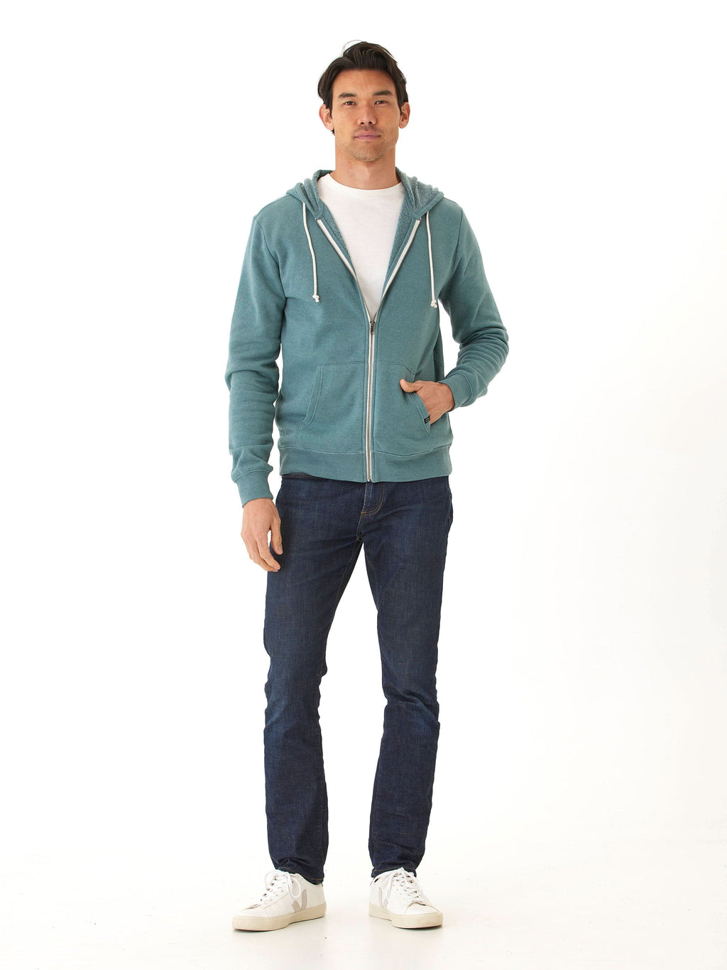 Jordyn Mineral Wash Full Zip Fleece Hoodie for Men