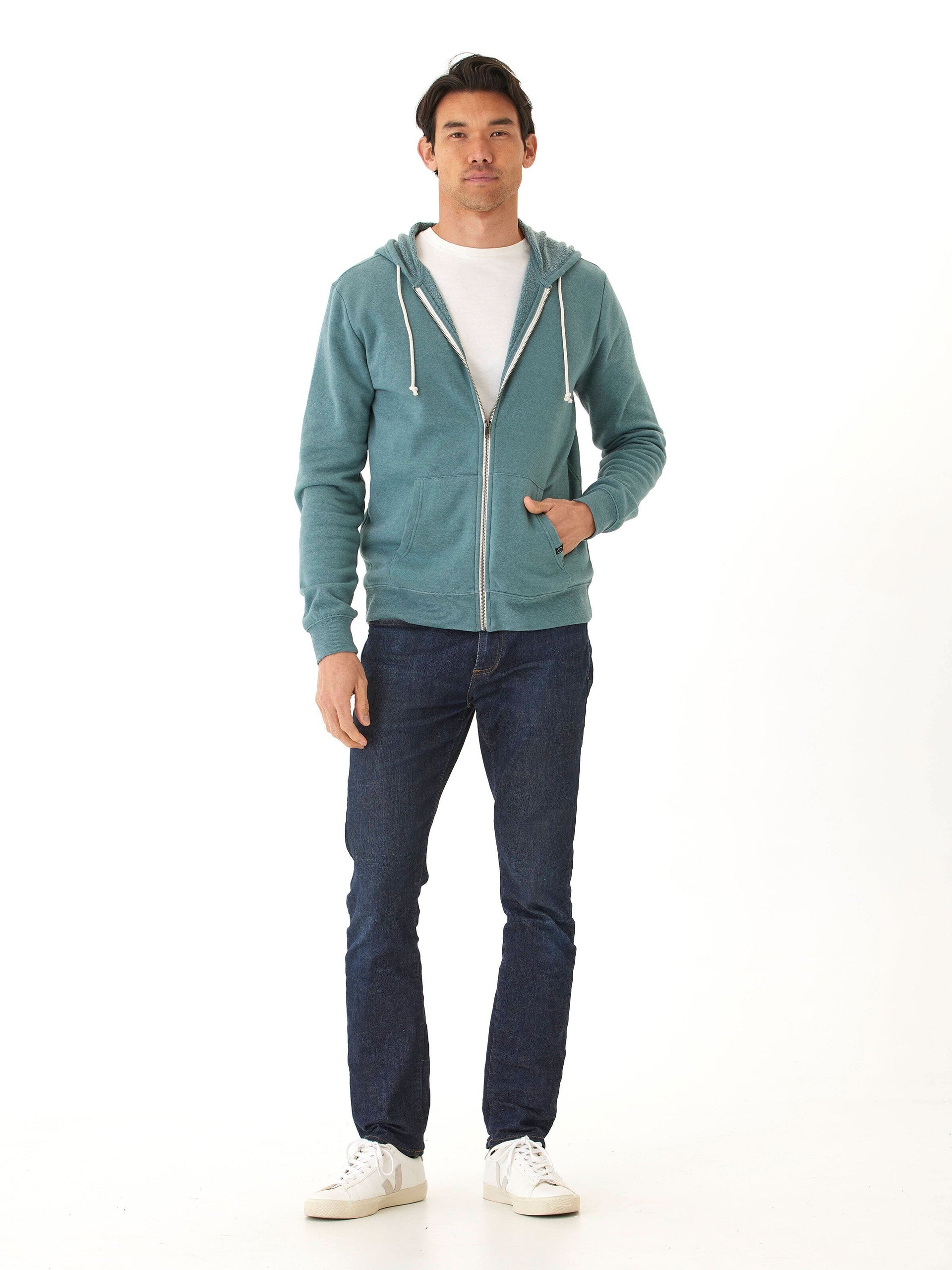 Jordyn Mineral Wash Full Zip Fleece Hoodie for Men