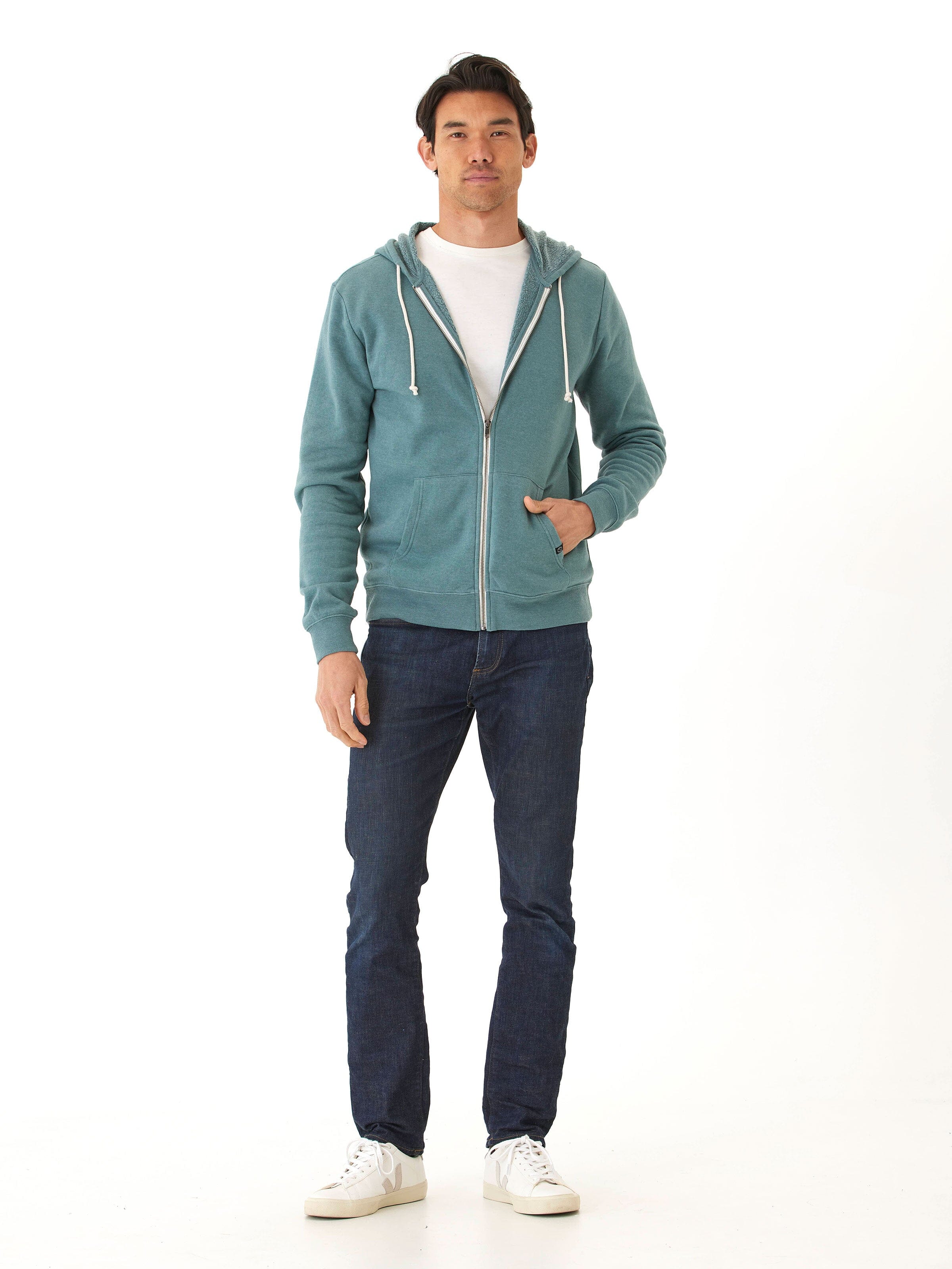 Jordyn Mineral Wash Full Zip Fleece Hoodie for Men