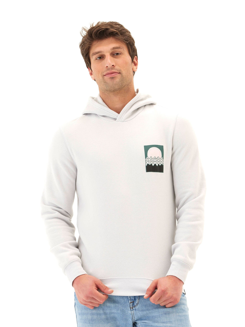Mineral Wash Graphic Hoodie for Men – Casual Cotton Pullover