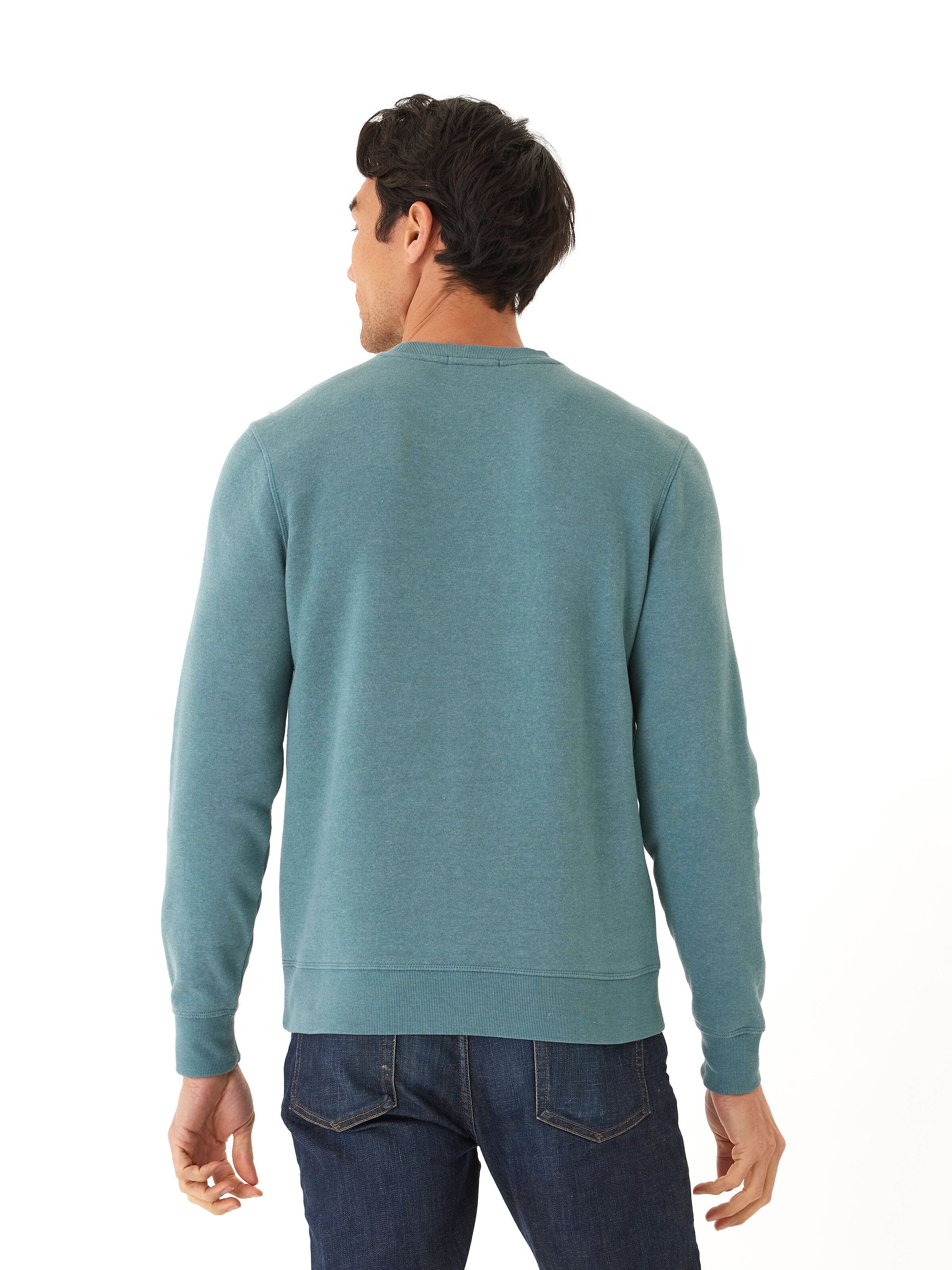 Mineral Wash Graphic Fleece Crew Neck Pullover Sweater
