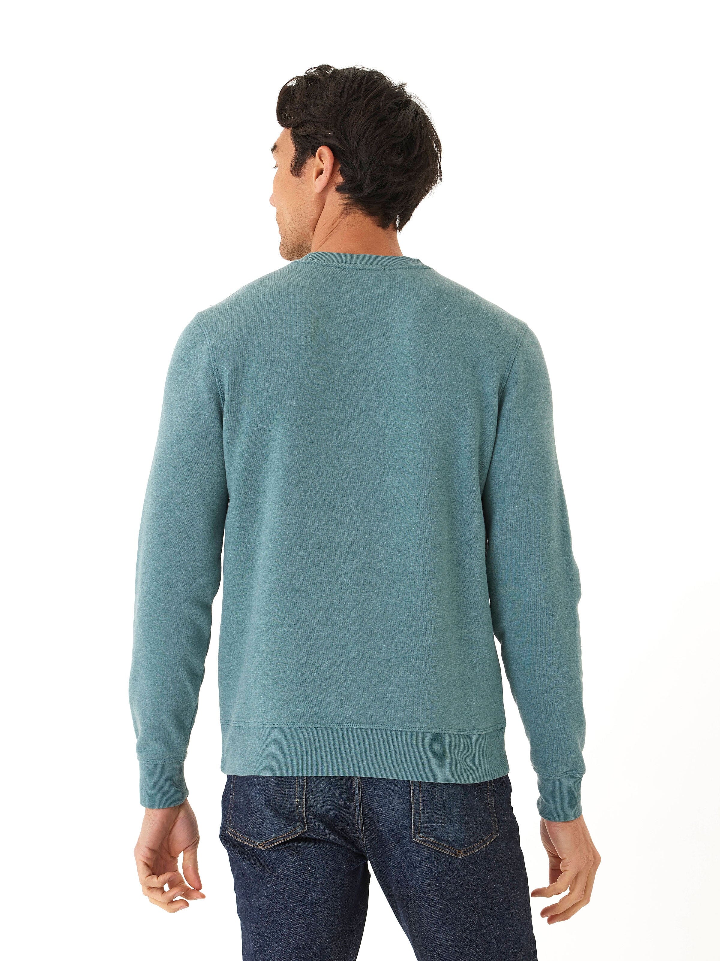 Mineral Wash Graphic Fleece Crew Neck Pullover Sweater