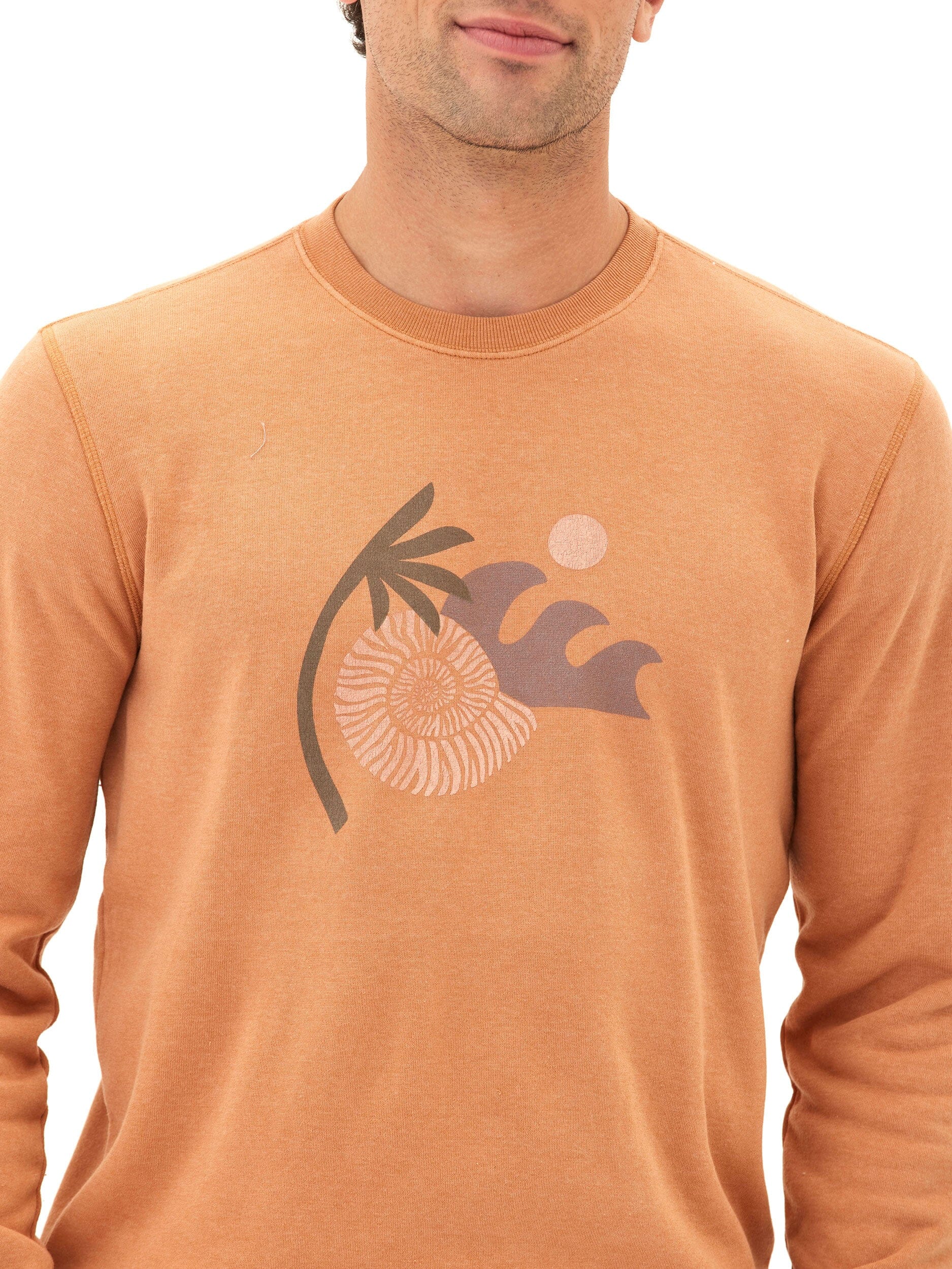 Mineral Wash Graphic Fleece Crew Neck Pullover Sweater