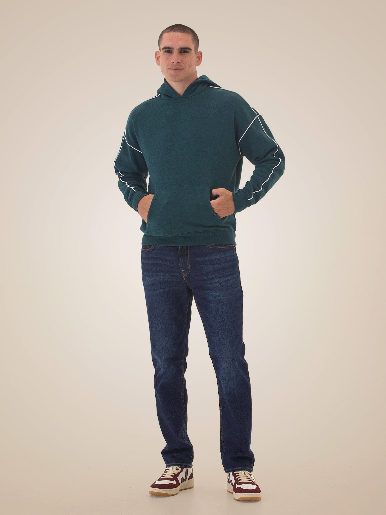 Marcel Triblend Fleece Contrast Piping Pullover Hoodie