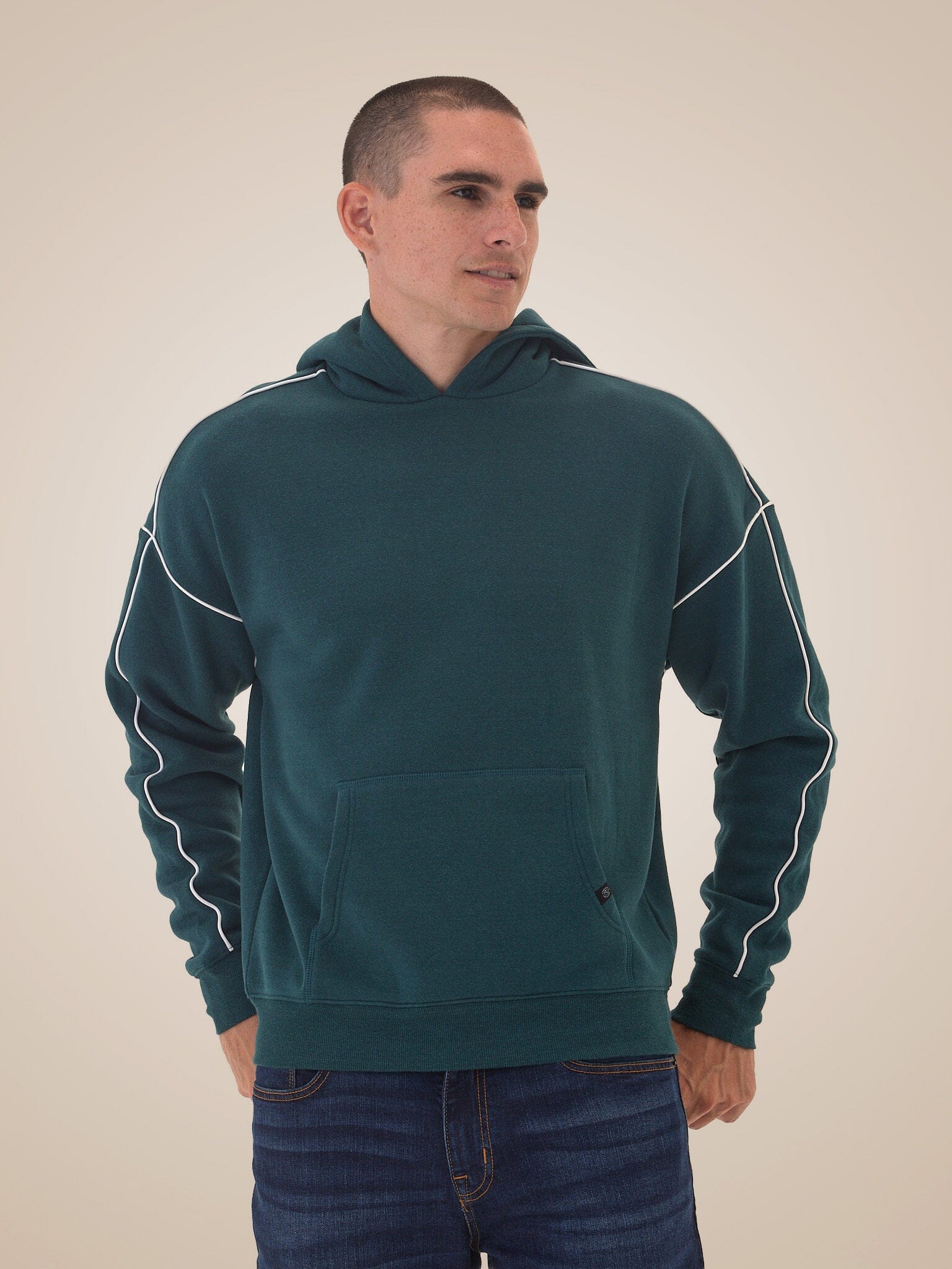 Marcel Triblend Fleece Contrast Piping Pullover Hoodie