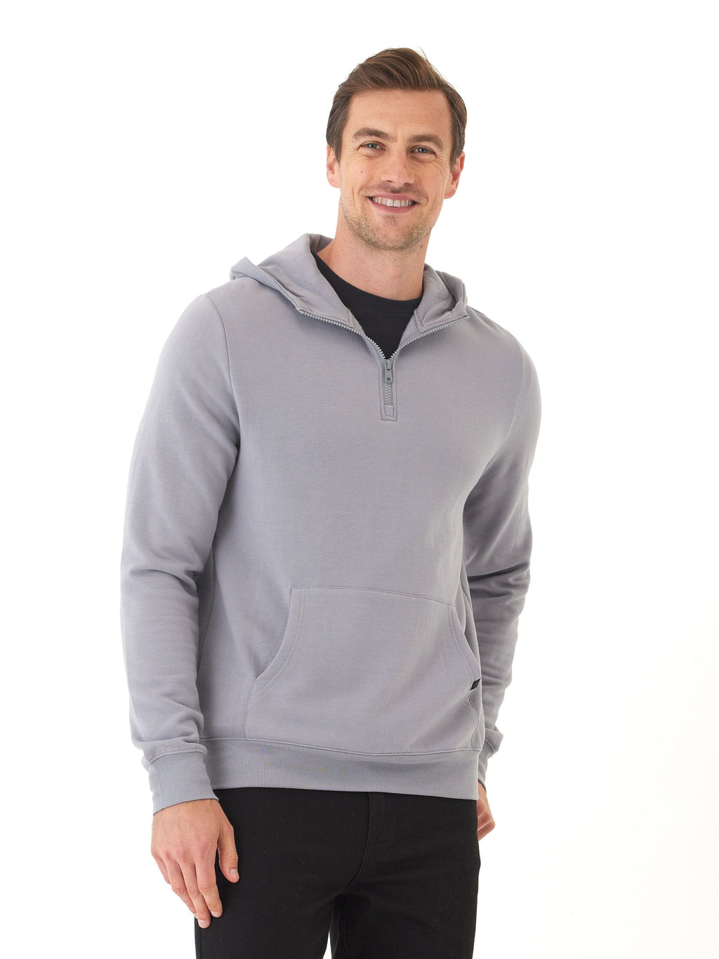 Men's grey Colton modal fleece half-zip hoodie for loungewear