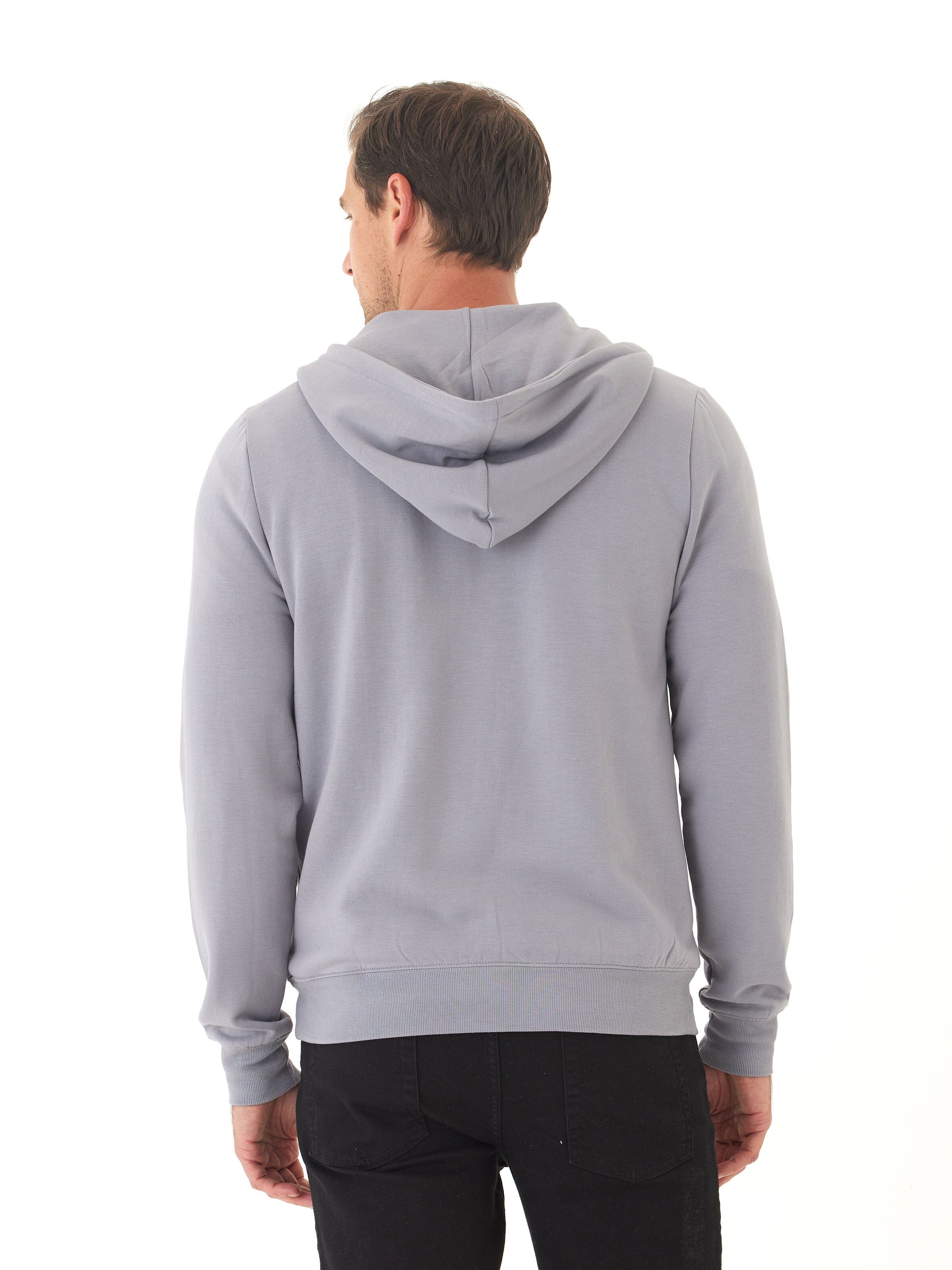Colton Modal Fleece Half Zip Hoodie in Grey