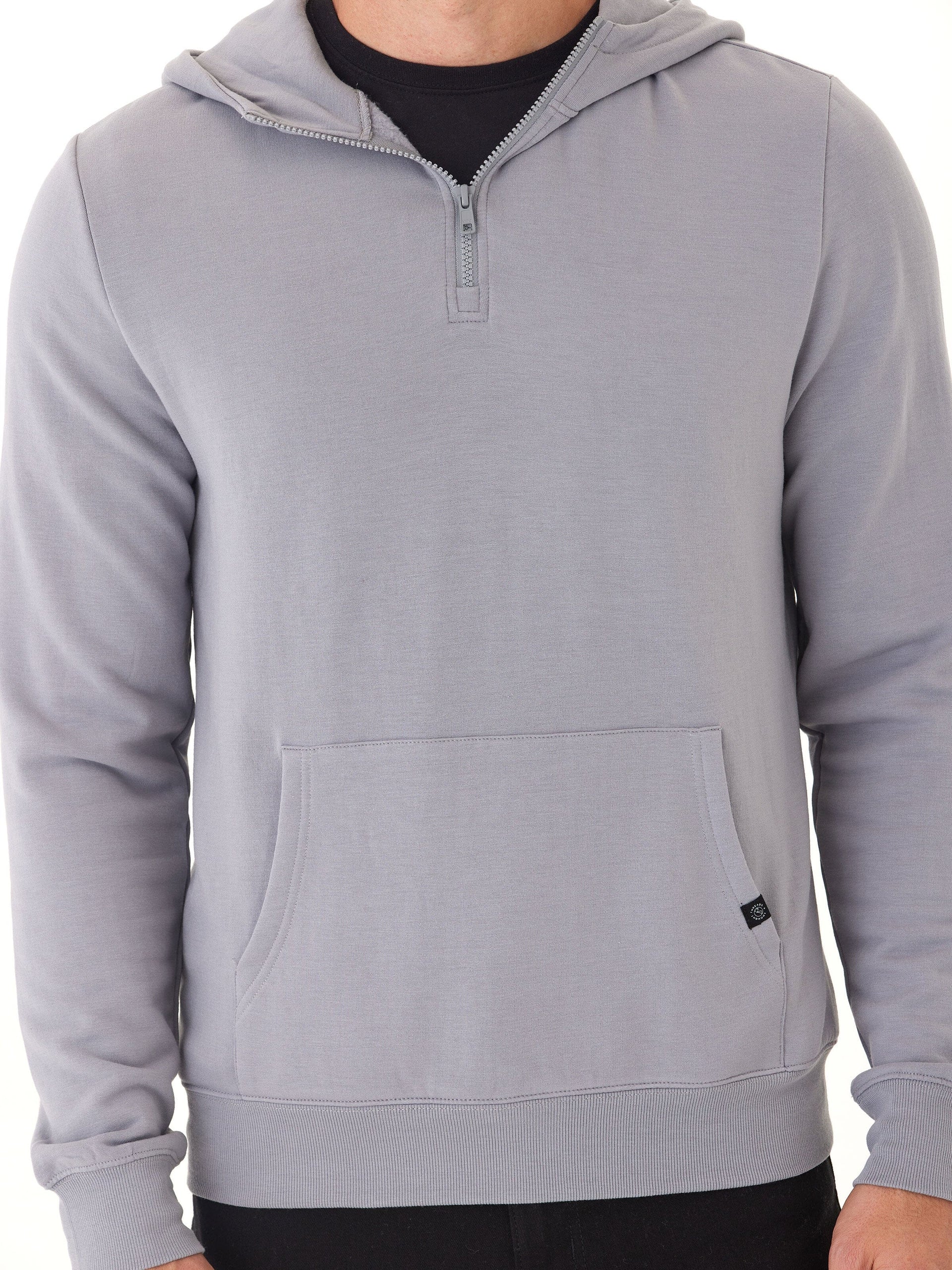 Colton Modal Fleece Half Zip Hoodie in Grey