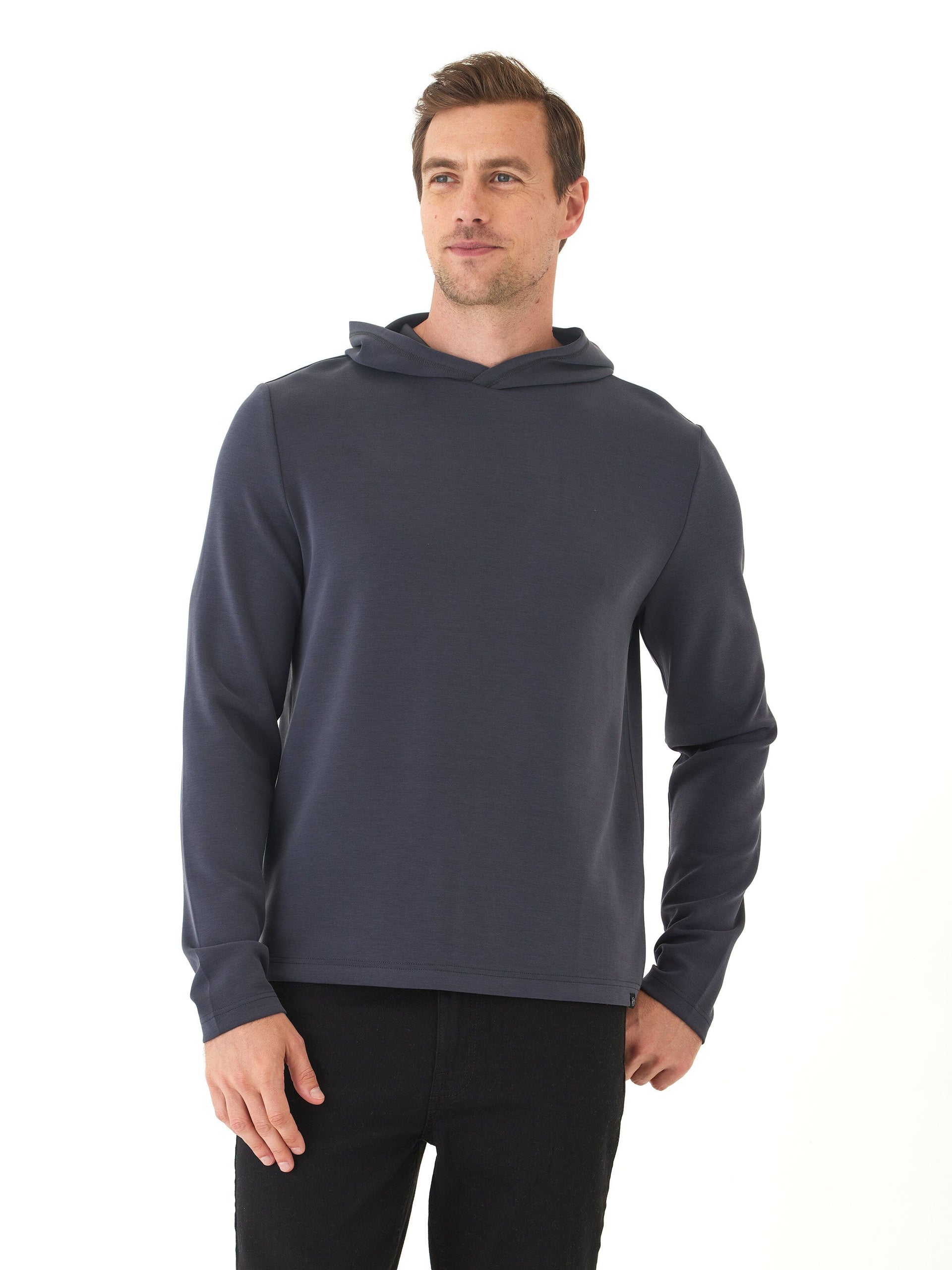 Dex Sueded Modal Pullover Hoodie for Men - Charcoal & Navy