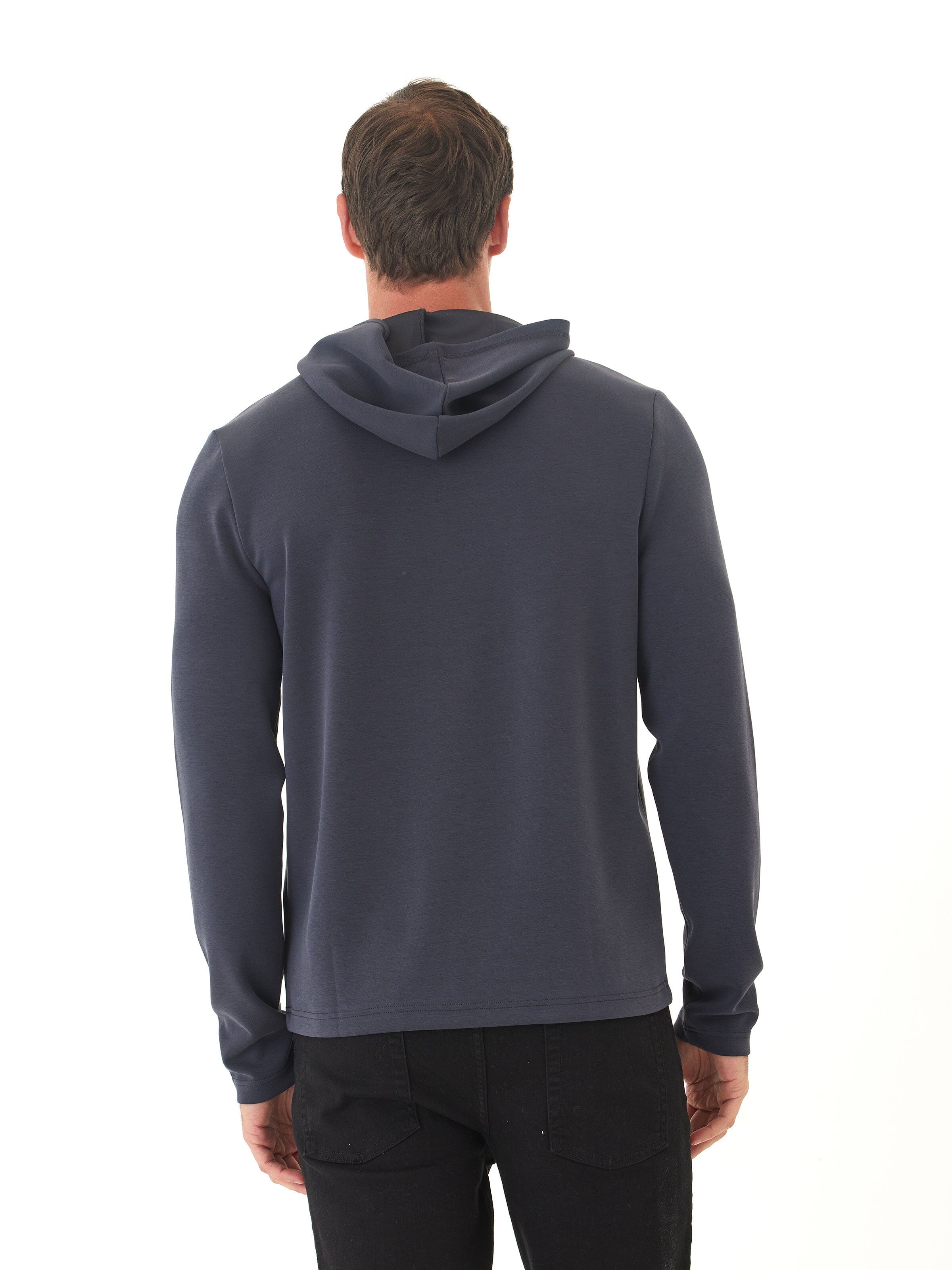 Dex Sueded Modal Pullover Hoodie for Men - Charcoal & Navy