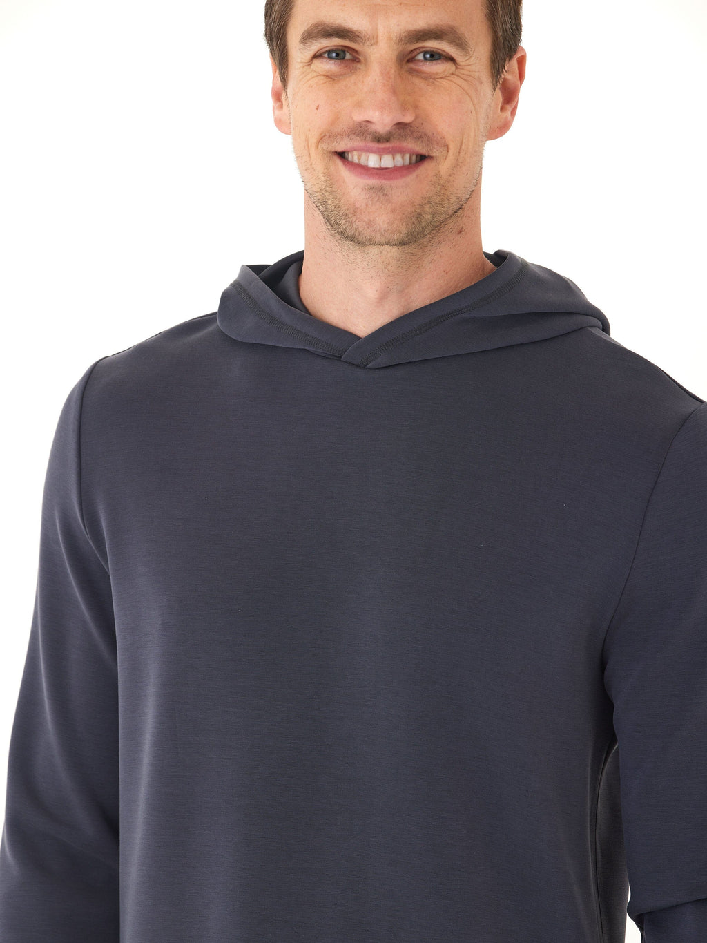 Dex Sueded Modal Pullover Hoodie for Men - Charcoal & Navy