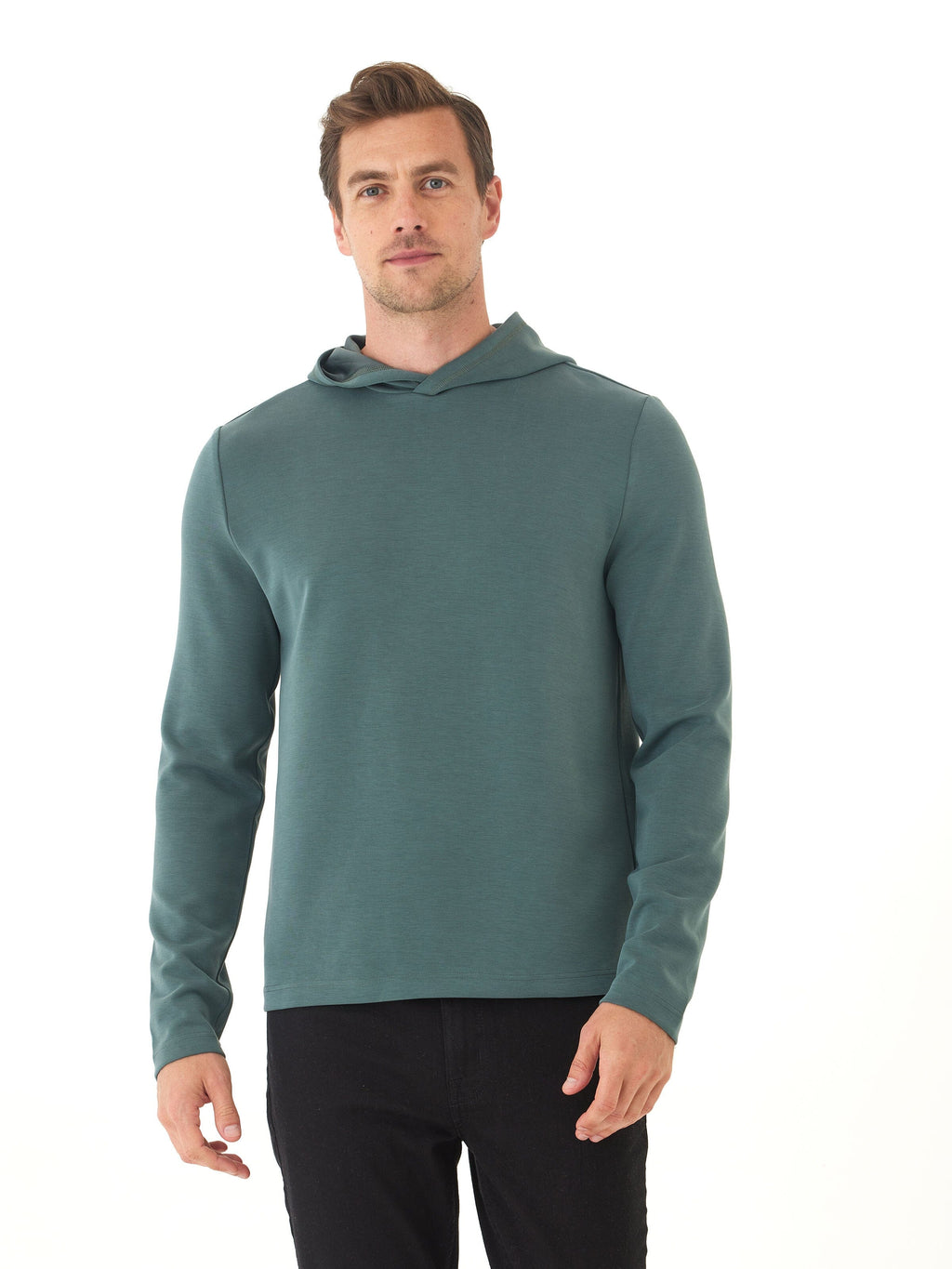 Dex Sueded Modal Pullover Hoodie for Men - Teal & Green