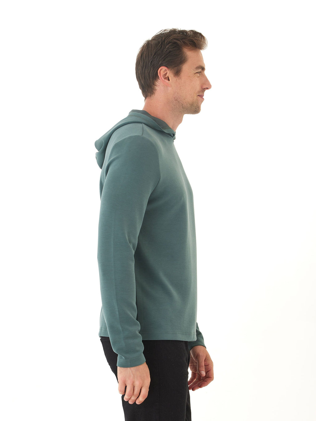 Dex Sueded Modal Pullover Hoodie for Men - Teal & Green