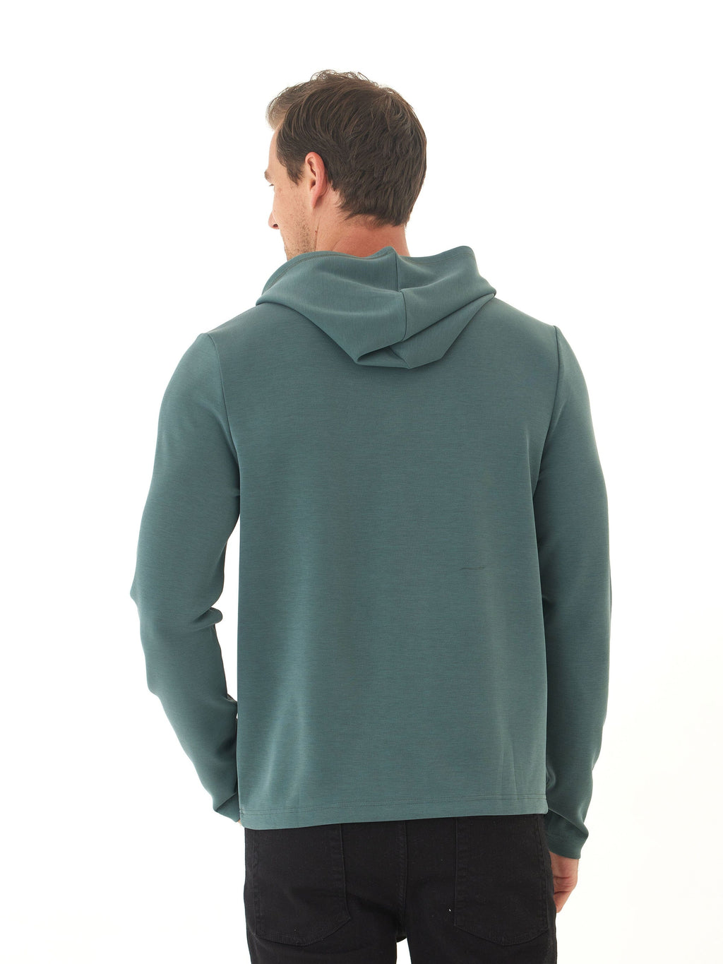 Dex Sueded Modal Pullover Hoodie for Men - Teal & Green