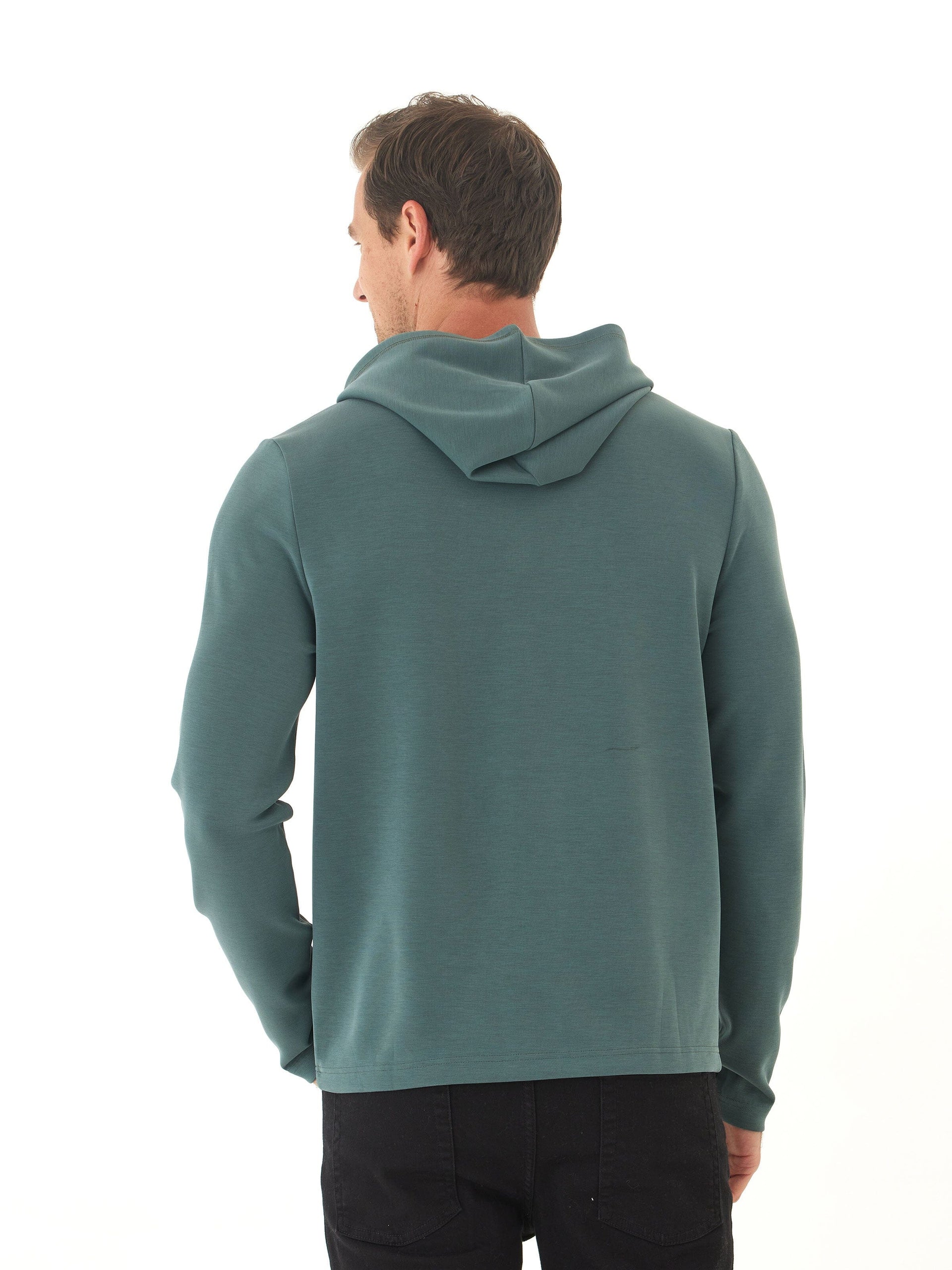 Dex Sueded Modal Pullover Hoodie for Men - Teal & Green