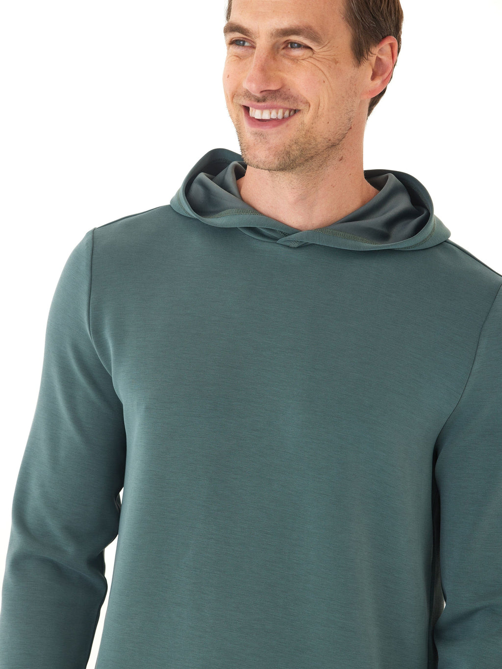 Dex Sueded Modal Pullover Hoodie for Men - Teal & Green