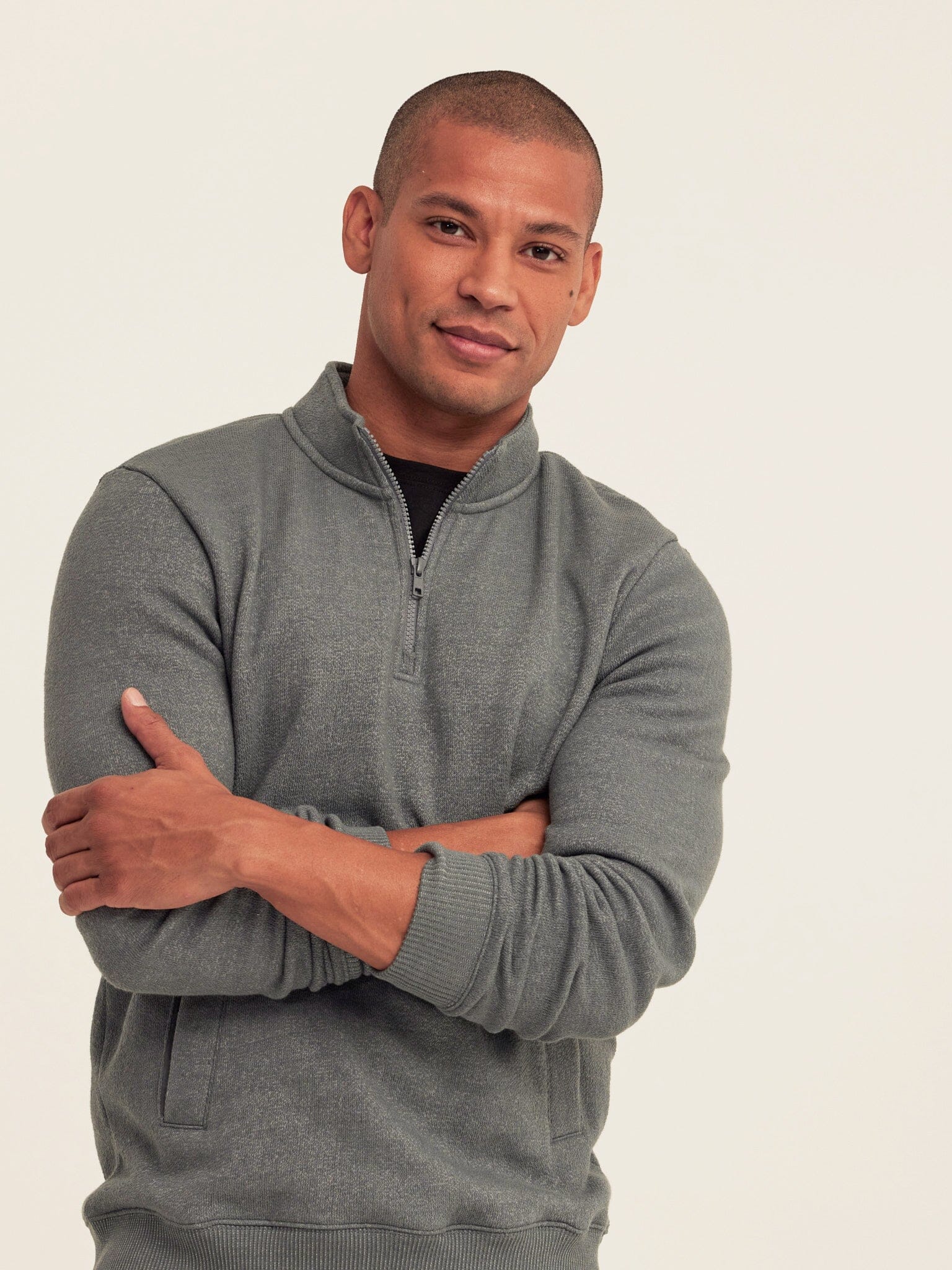 Greg Eco Fleece Quarter Zip Pullover in Grey