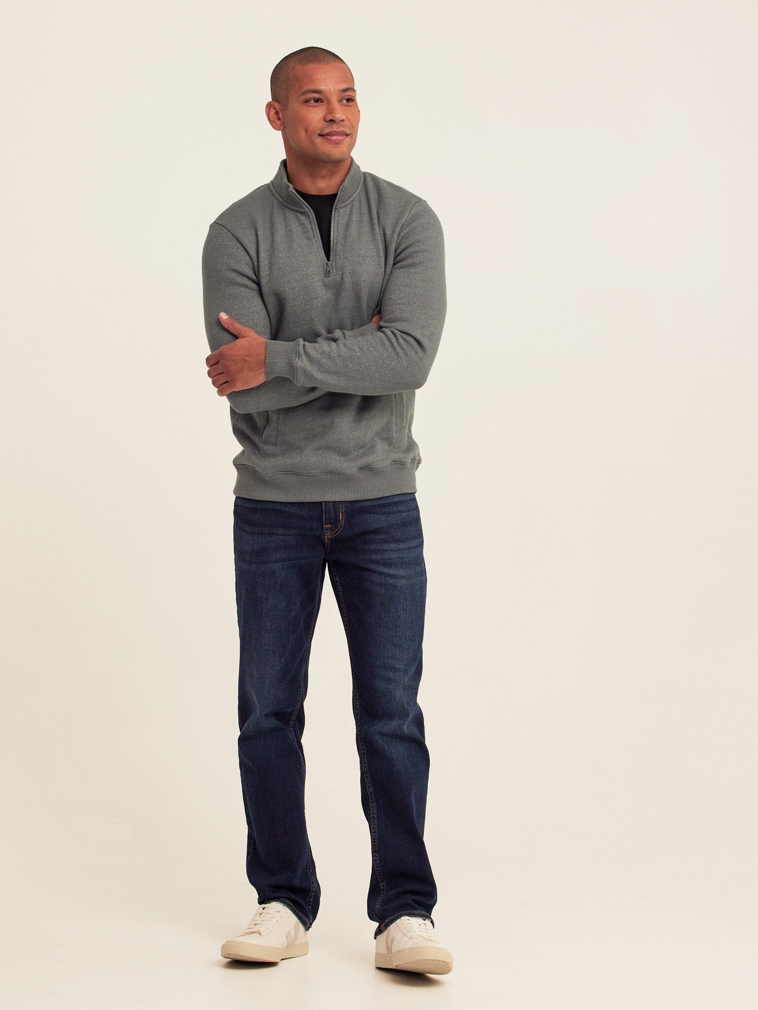 Greg Eco Fleece Quarter Zip Pullover in Grey