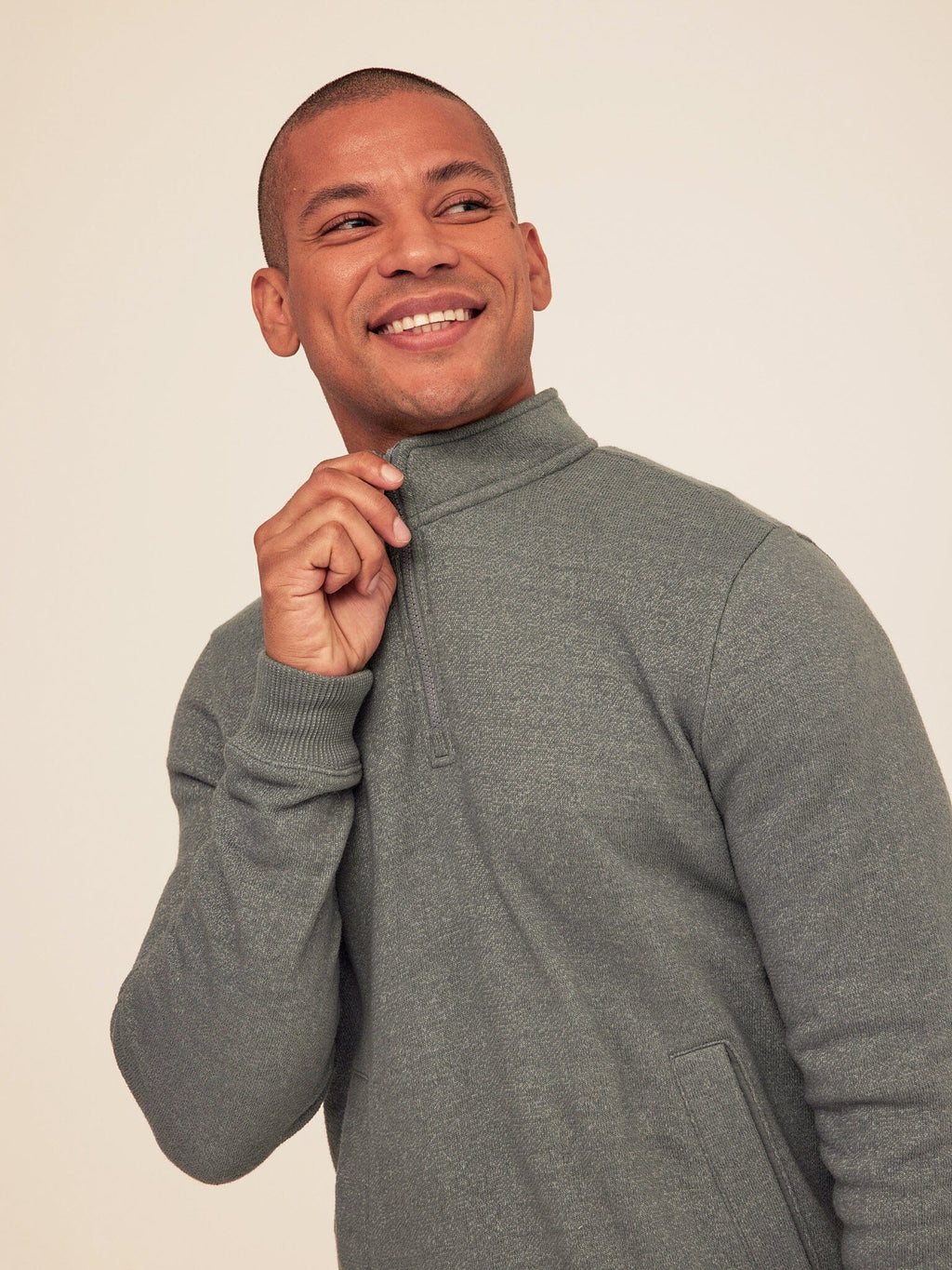 Greg Eco Fleece Quarter Zip Pullover in Grey