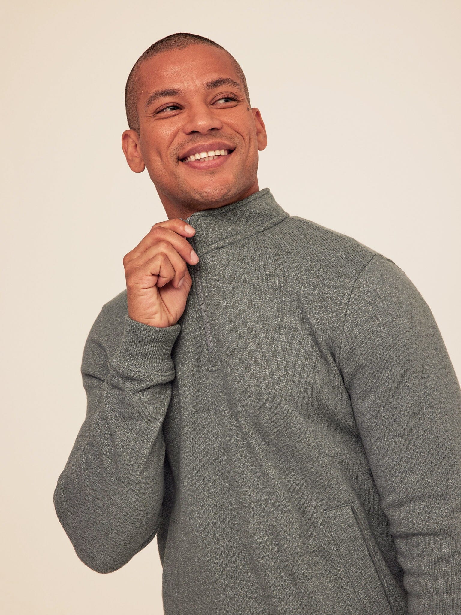 Greg Eco Fleece Quarter Zip Pullover in Grey