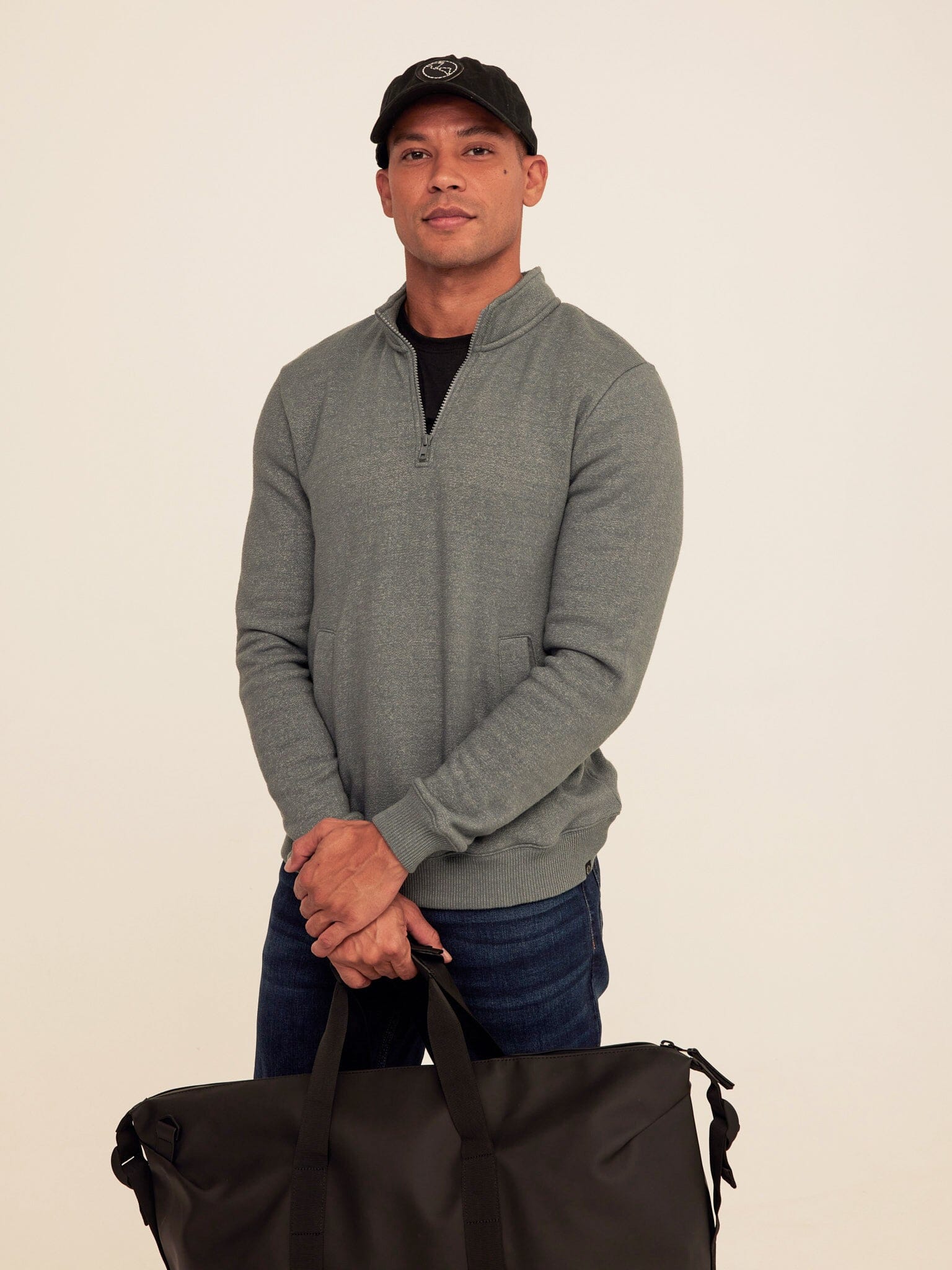 Greg Eco Fleece Quarter Zip Pullover in Grey