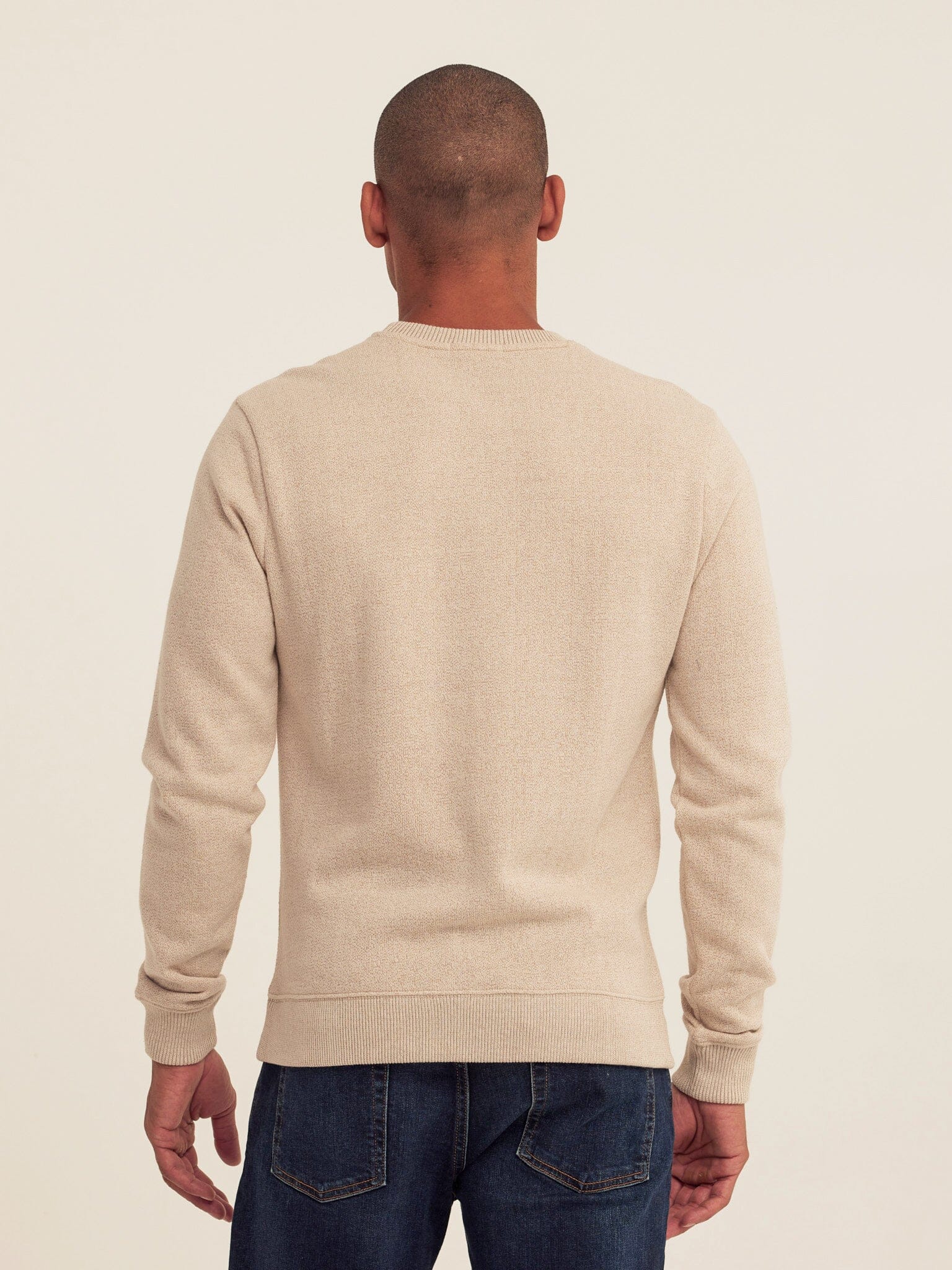 Corey Eco Fleece Crew Sweatshirt in Beige - Minimalist Knit Top