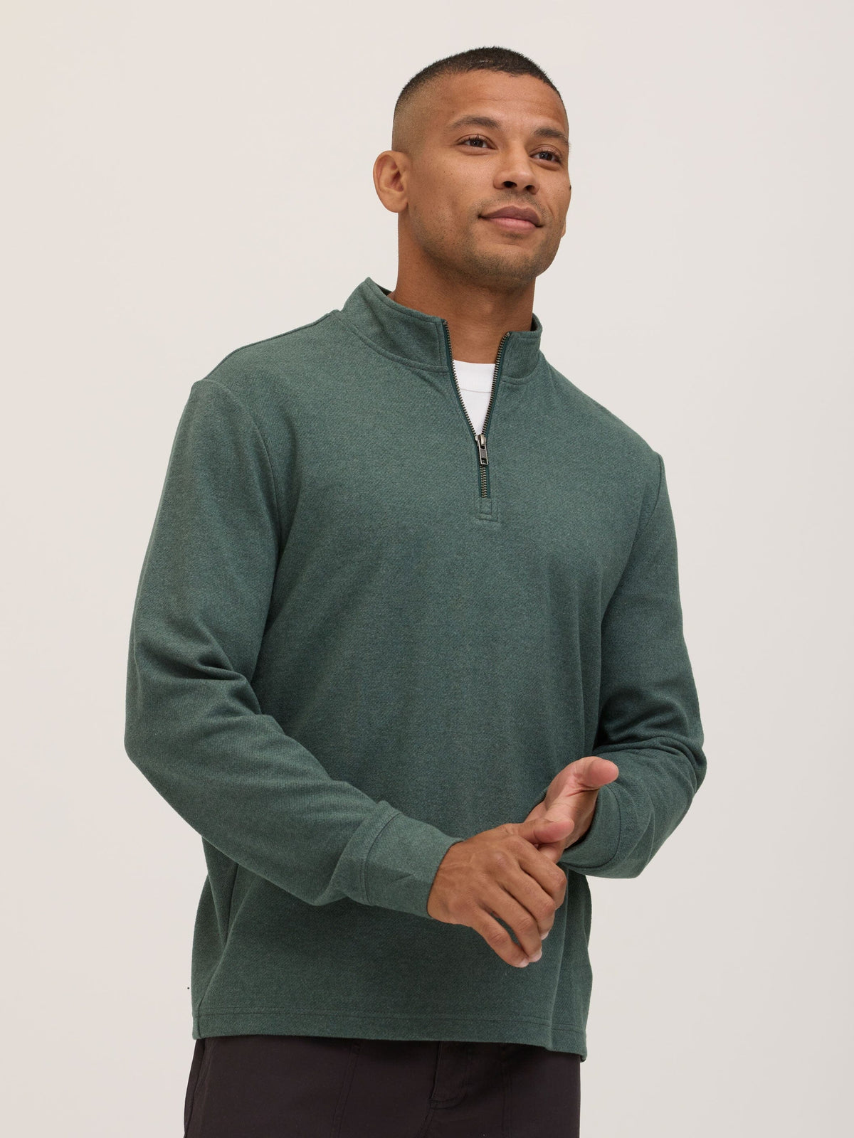 Kace Brushed Jacquard Quarter Zip Mock Neck
