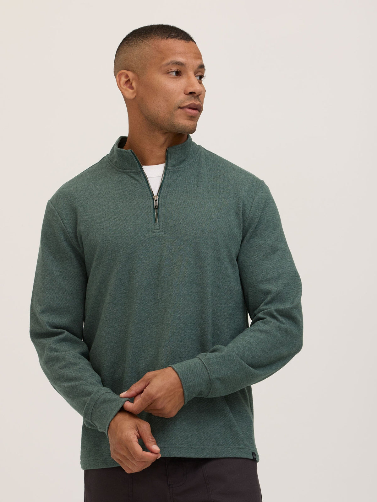 Kace Brushed Jacquard Quarter Zip Mock Neck