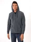 Men wearing a charcoal-grey triblend half-zip hoodie with solid pattern