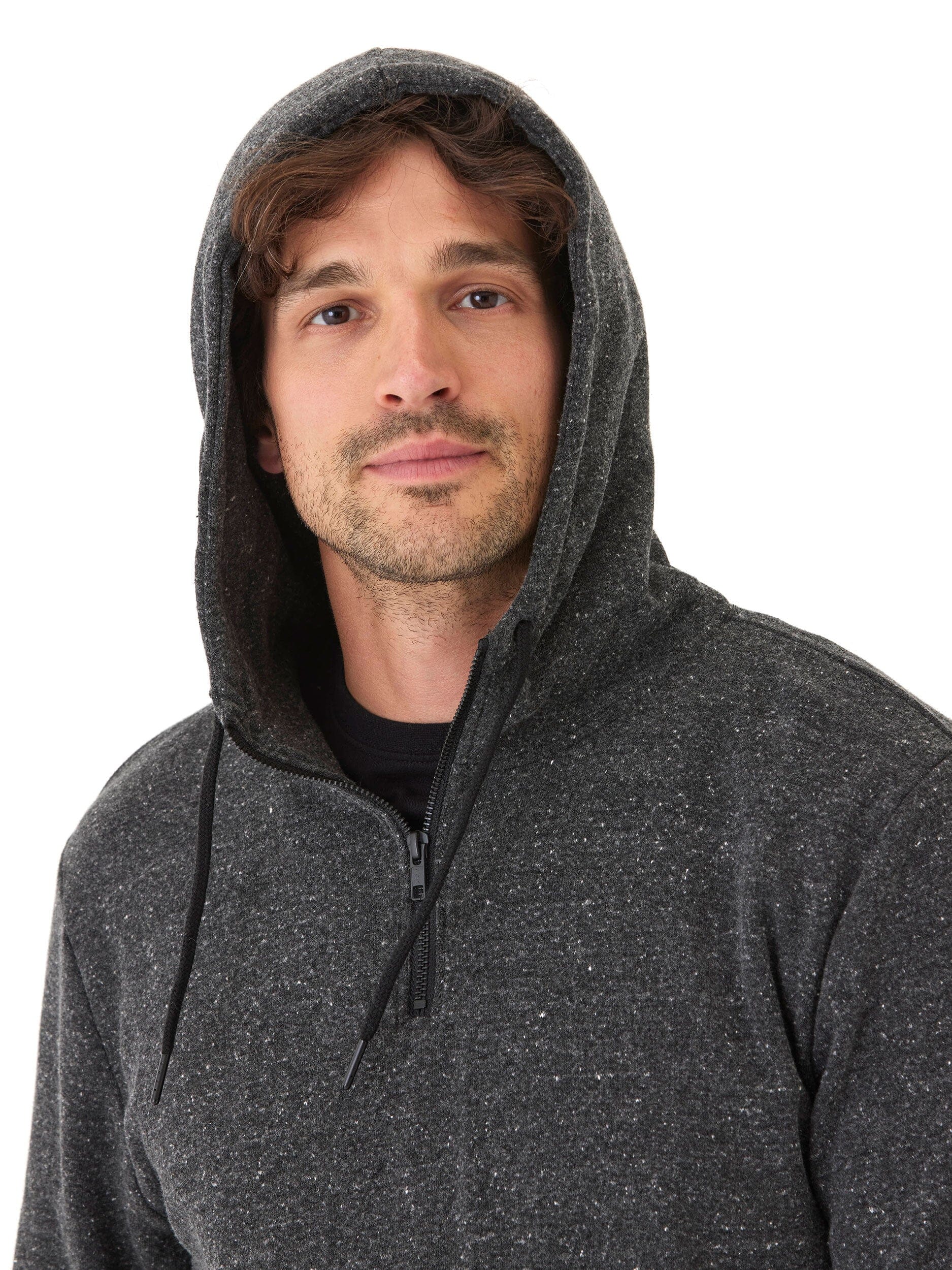 Triblend Breton Half Zip Hoodie - Lightweight Casual Pullover
