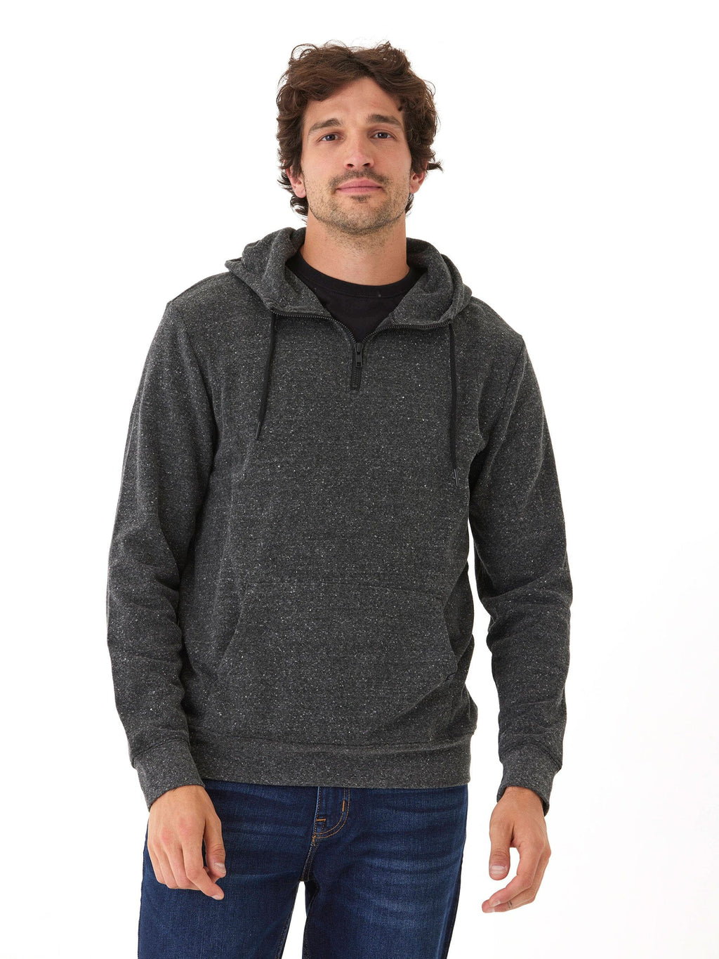 Triblend Breton Half Zip Hoodie - Lightweight Casual Pullover