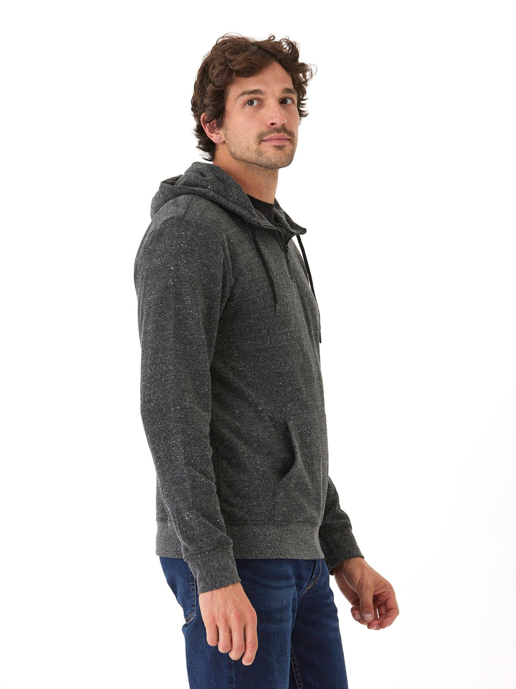 Triblend Breton Half Zip Hoodie - Lightweight Casual Pullover