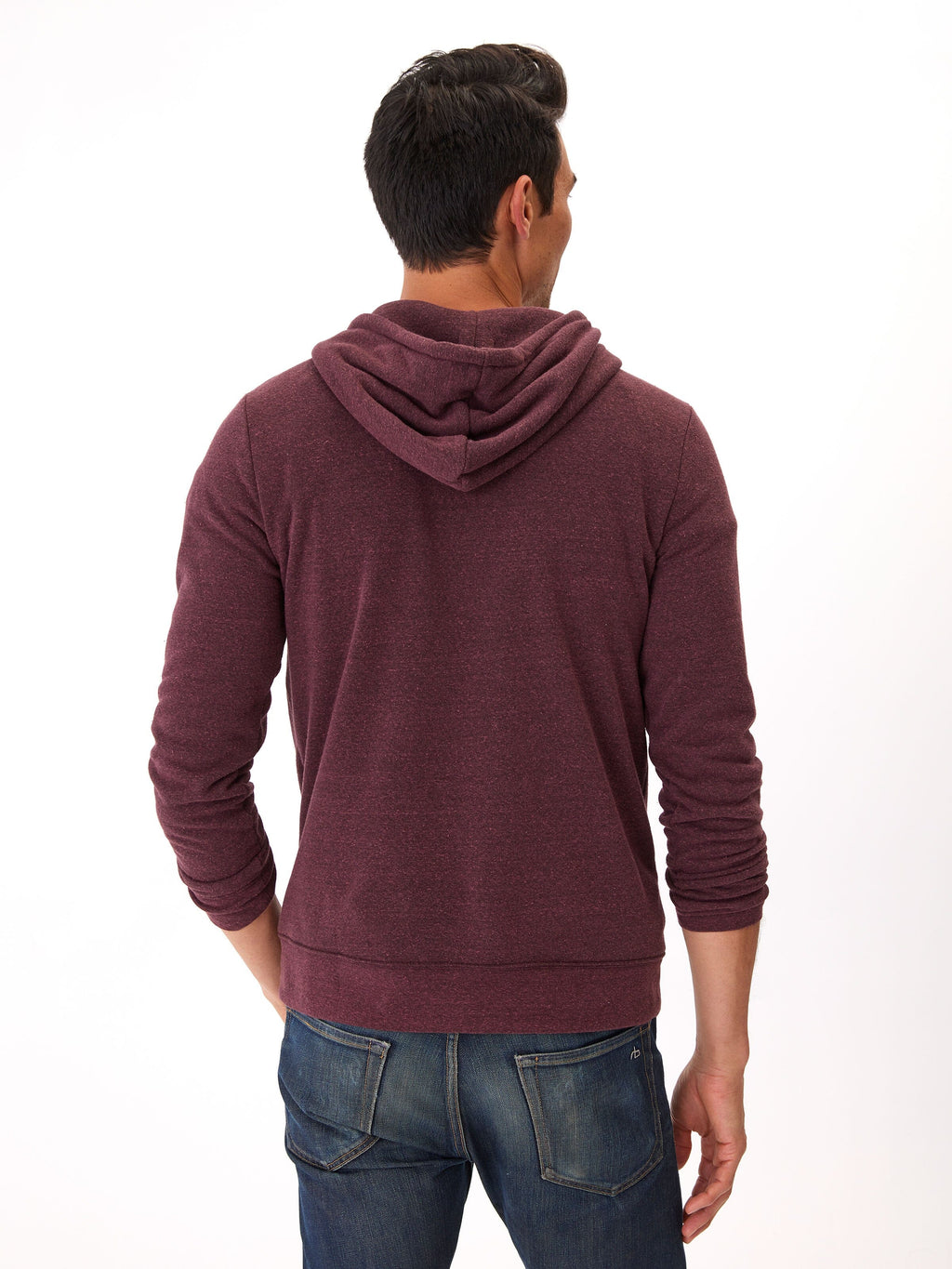 Men's Triblend Breton Half Zip Hoodie - Casual Sporty Pullover
