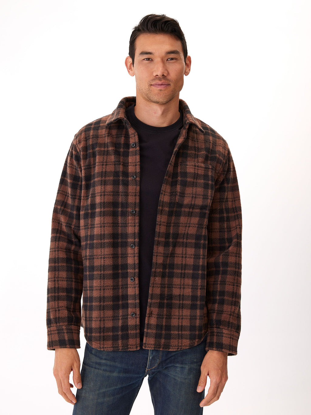 Printed Fleece Button Up Shirt Sustainable Winter Layer